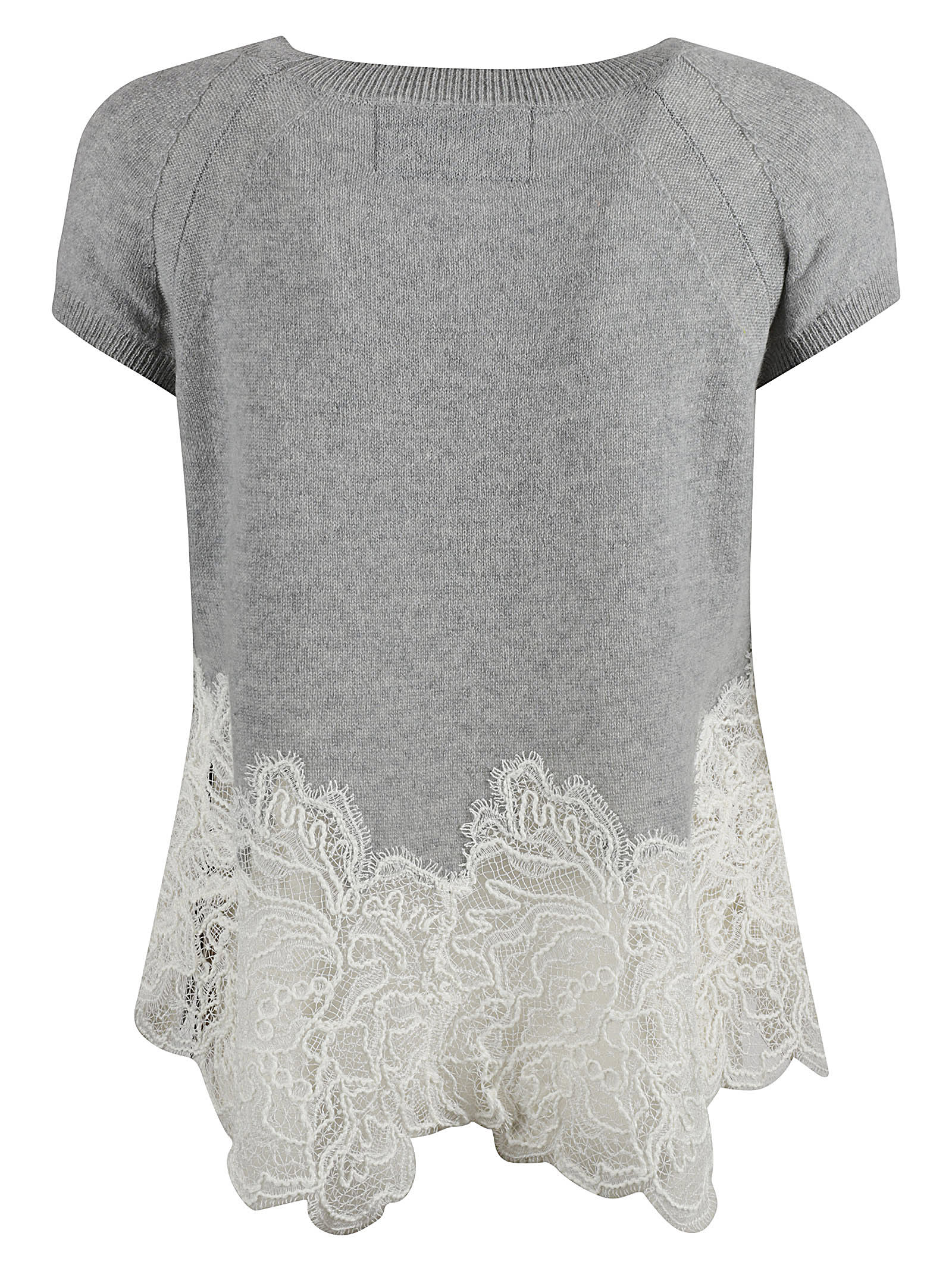 Shop Ermanno Scervino Floral Lace T-shirt In Grey