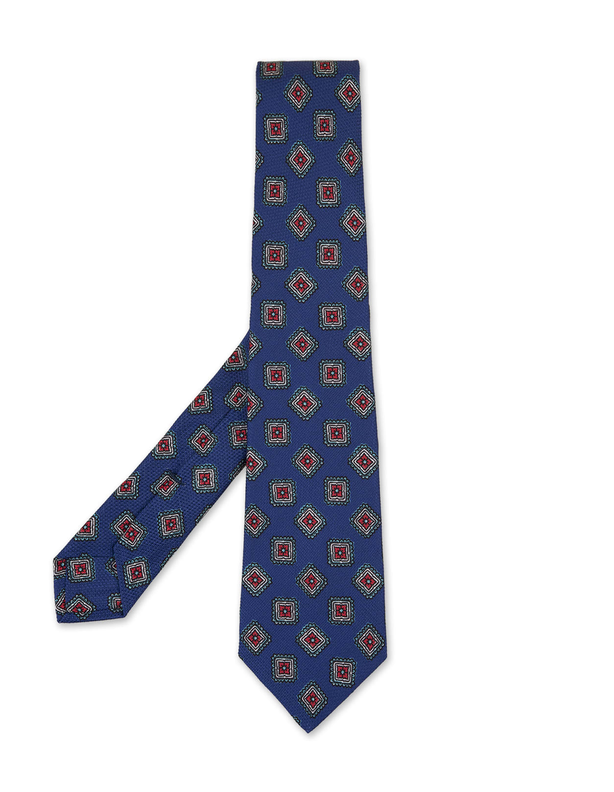 Blue Silk Tie With Multicoloured Pattern