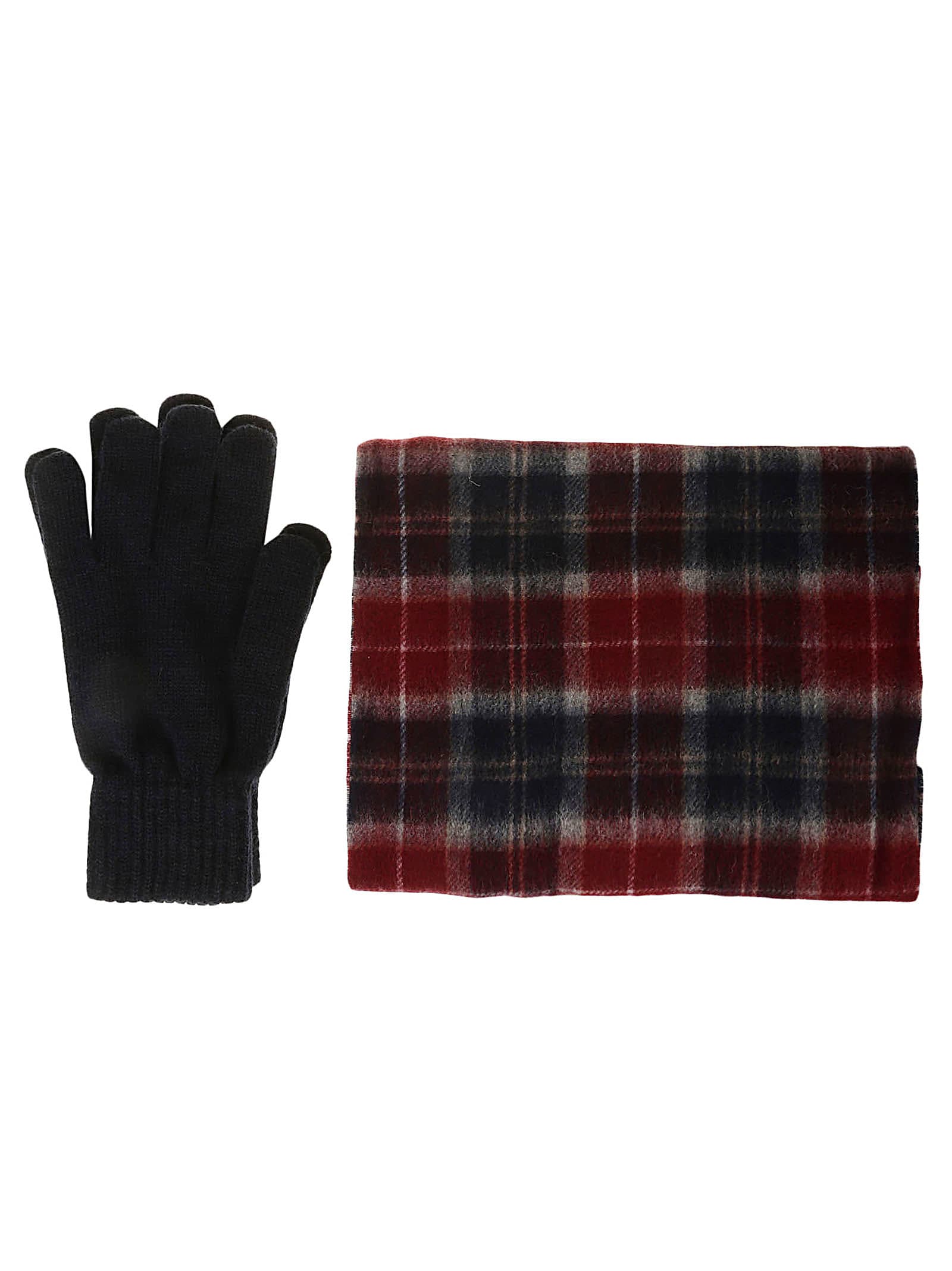 Shop Barbour Tartan Scarf Glove Gift Set In Cranberry