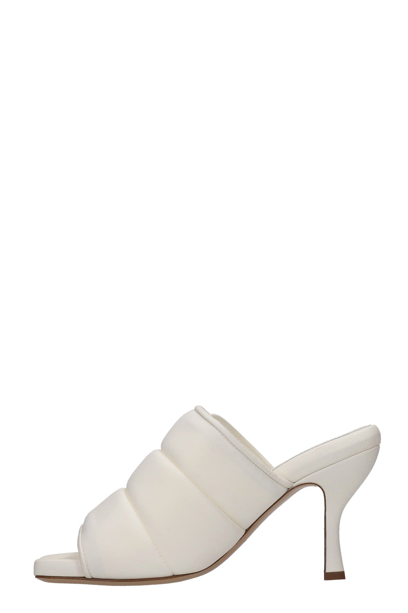 GIA BORGHINI GIA 4 SANDALS IN WHITE LEATHER AND FABRIC