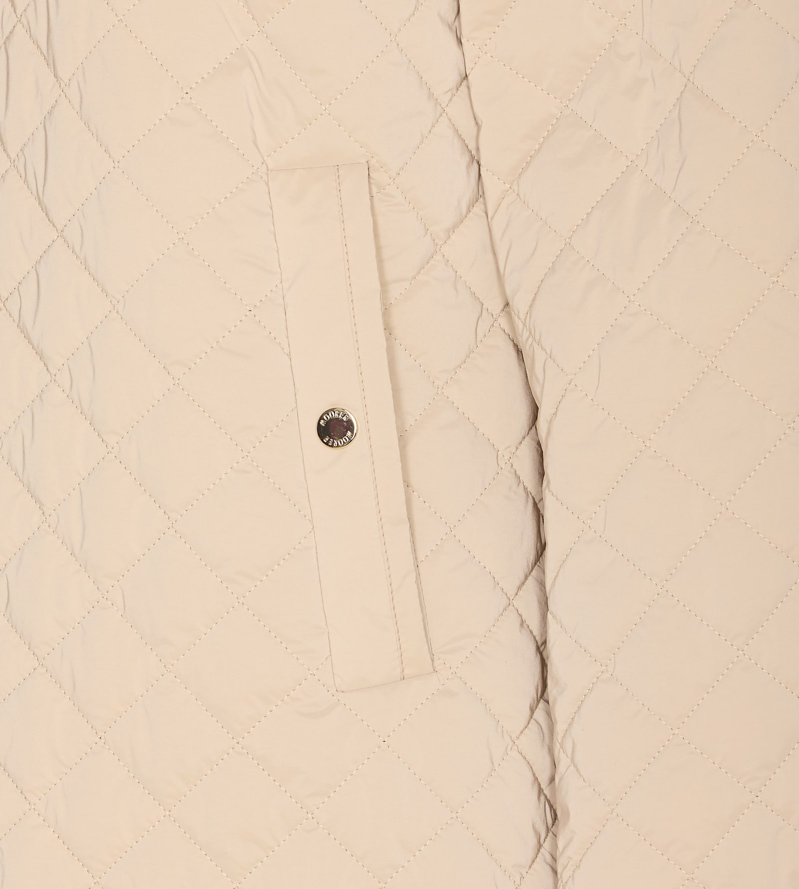 Moorer High Collar Quilted Long Length Jacket In Beige