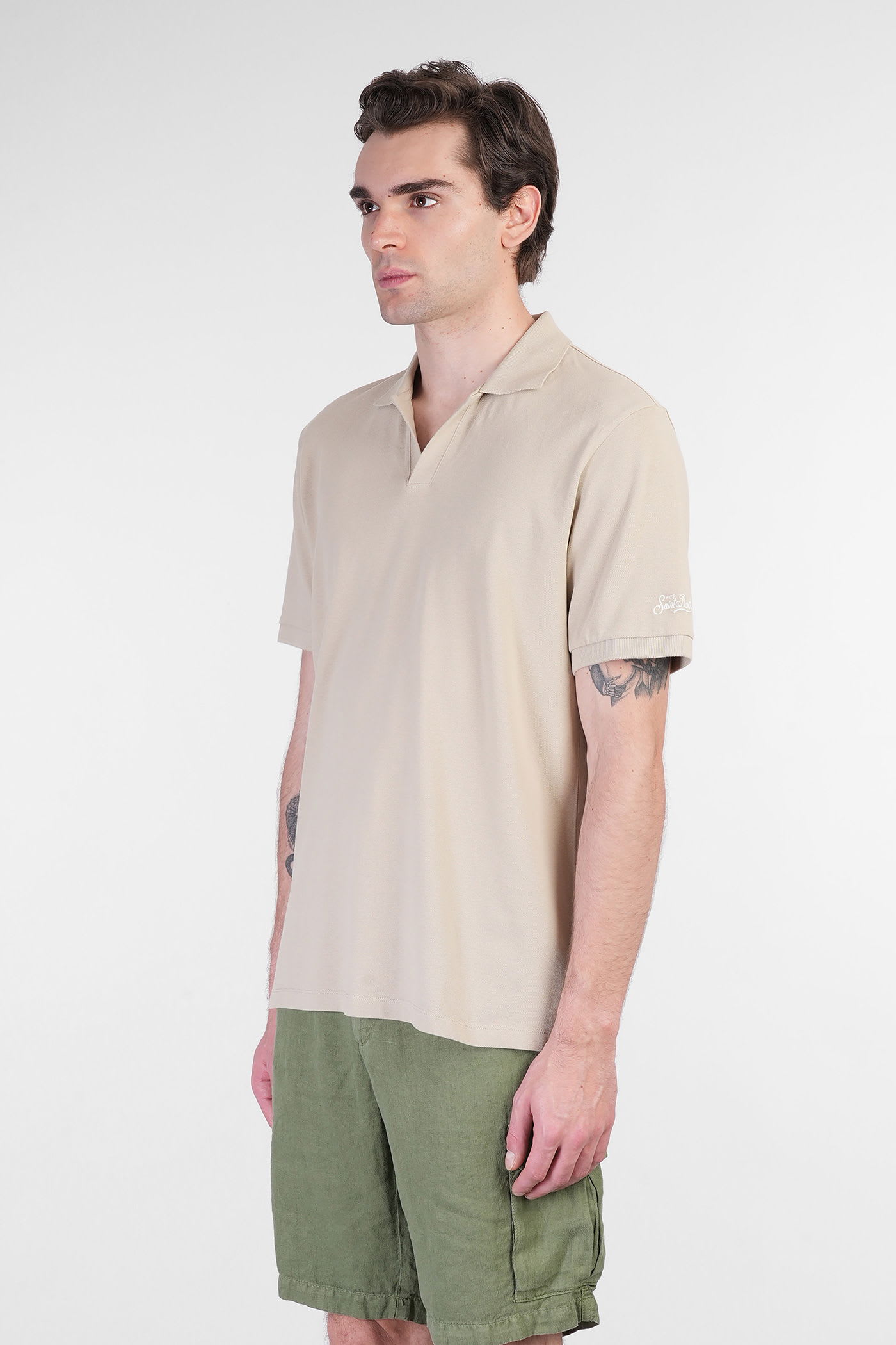 Mc2 Saint Barth Brighton Polo In Taupe Cotton In Brown