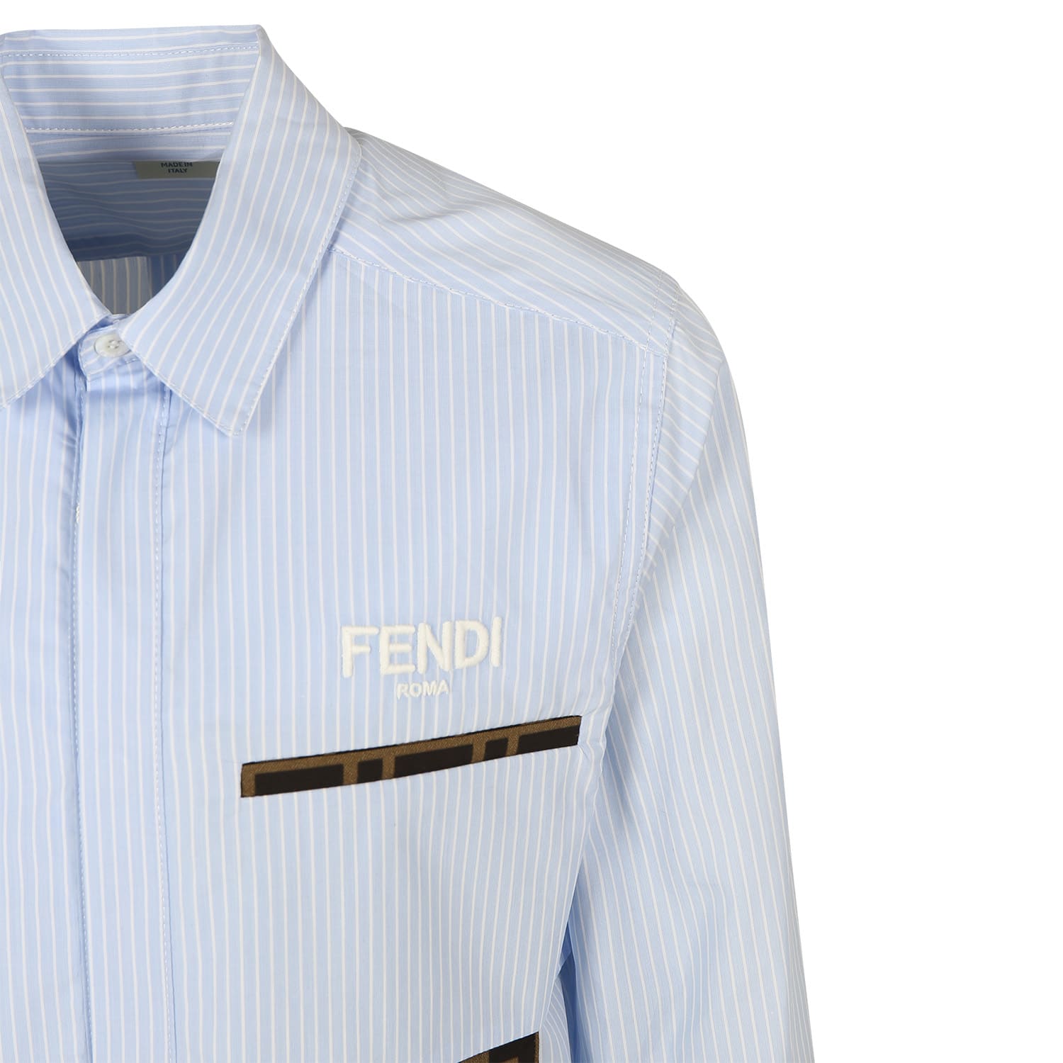 Shop Fendi Sky Blue Shirt For Boy With Logo In Light Blue