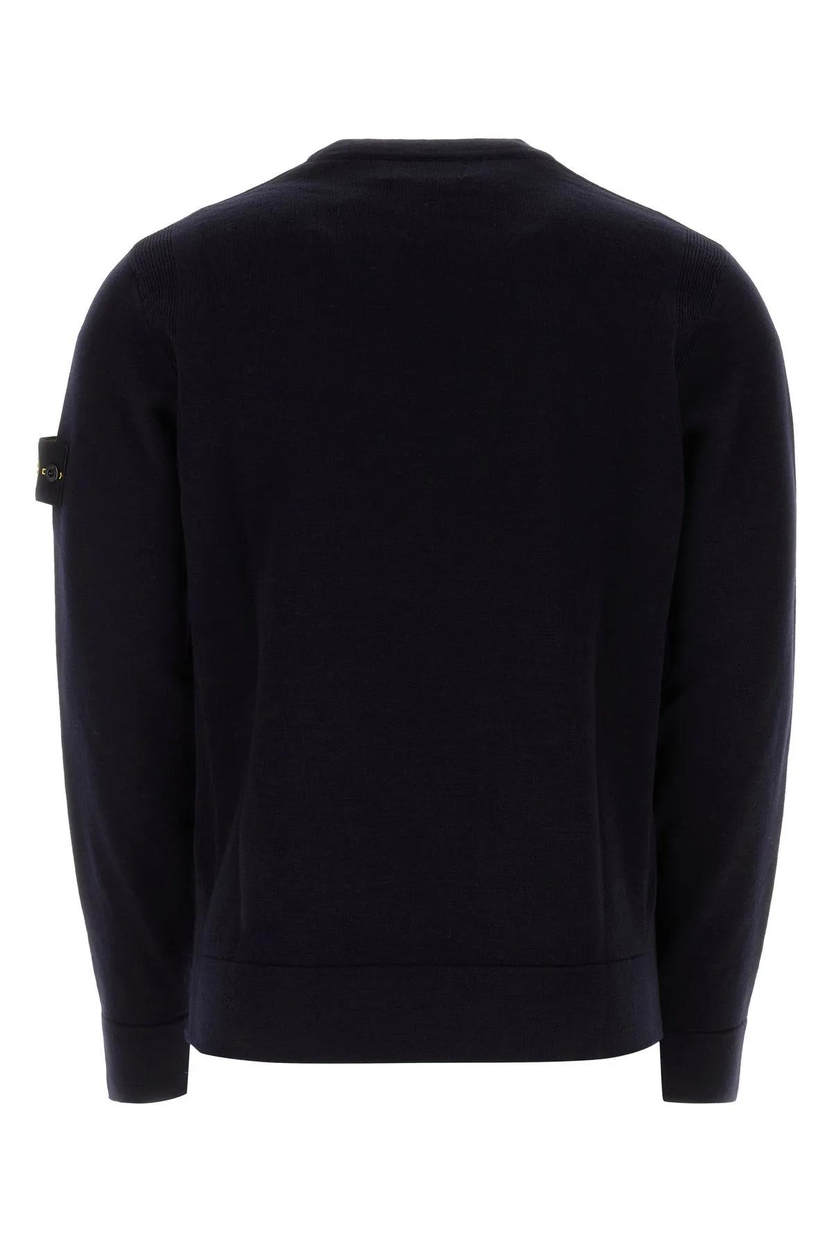 Shop Stone Island Midnight Blue Wool Blend Sweater In Bleu