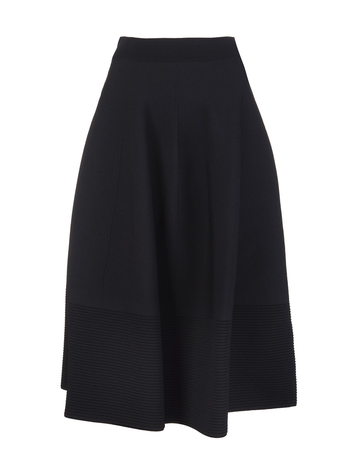 Alexander McQueen Midi Bell-shaped Skirt In Black Knit