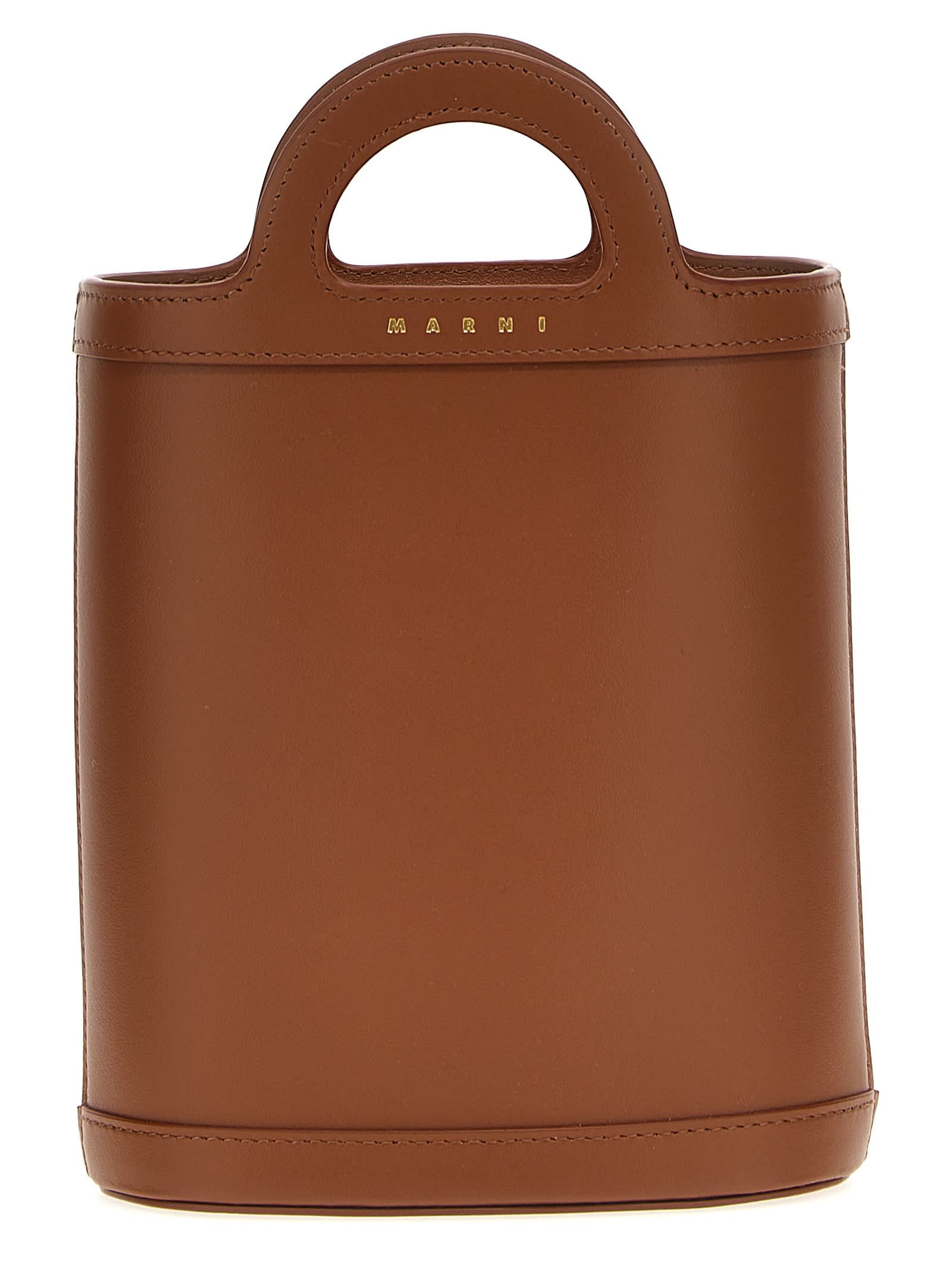 Tropicalia Nano Bucket Bag In Brown Leather