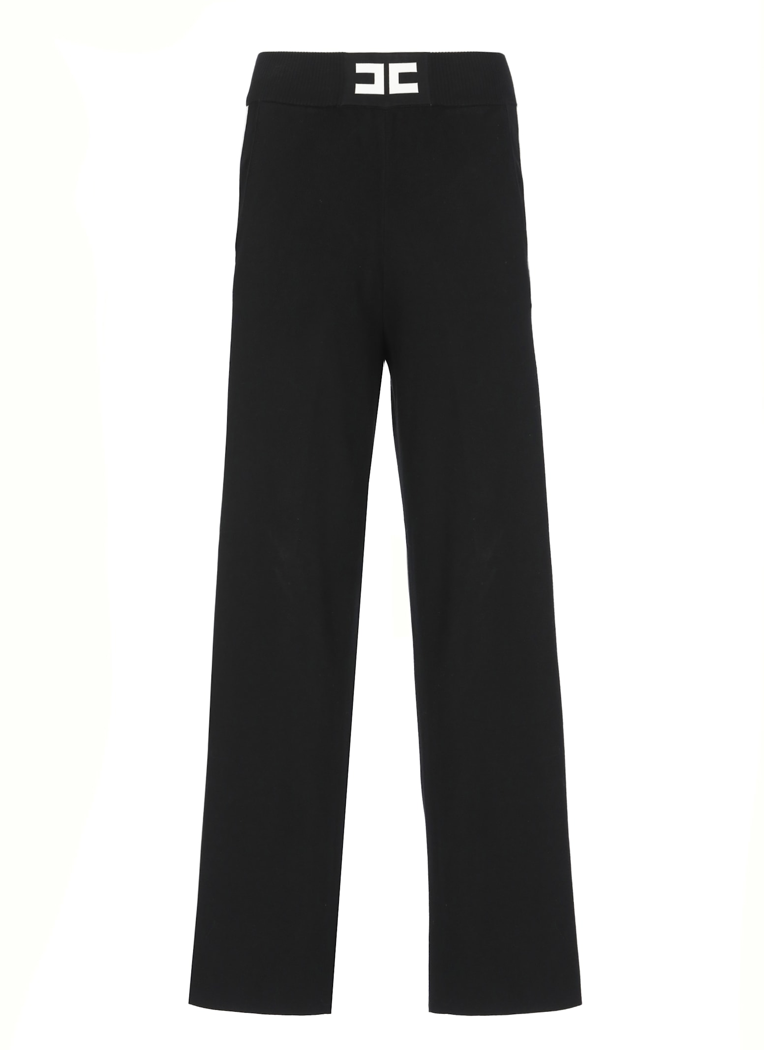 Elisabetta Franchi Logoed Palazzo Pants In Black