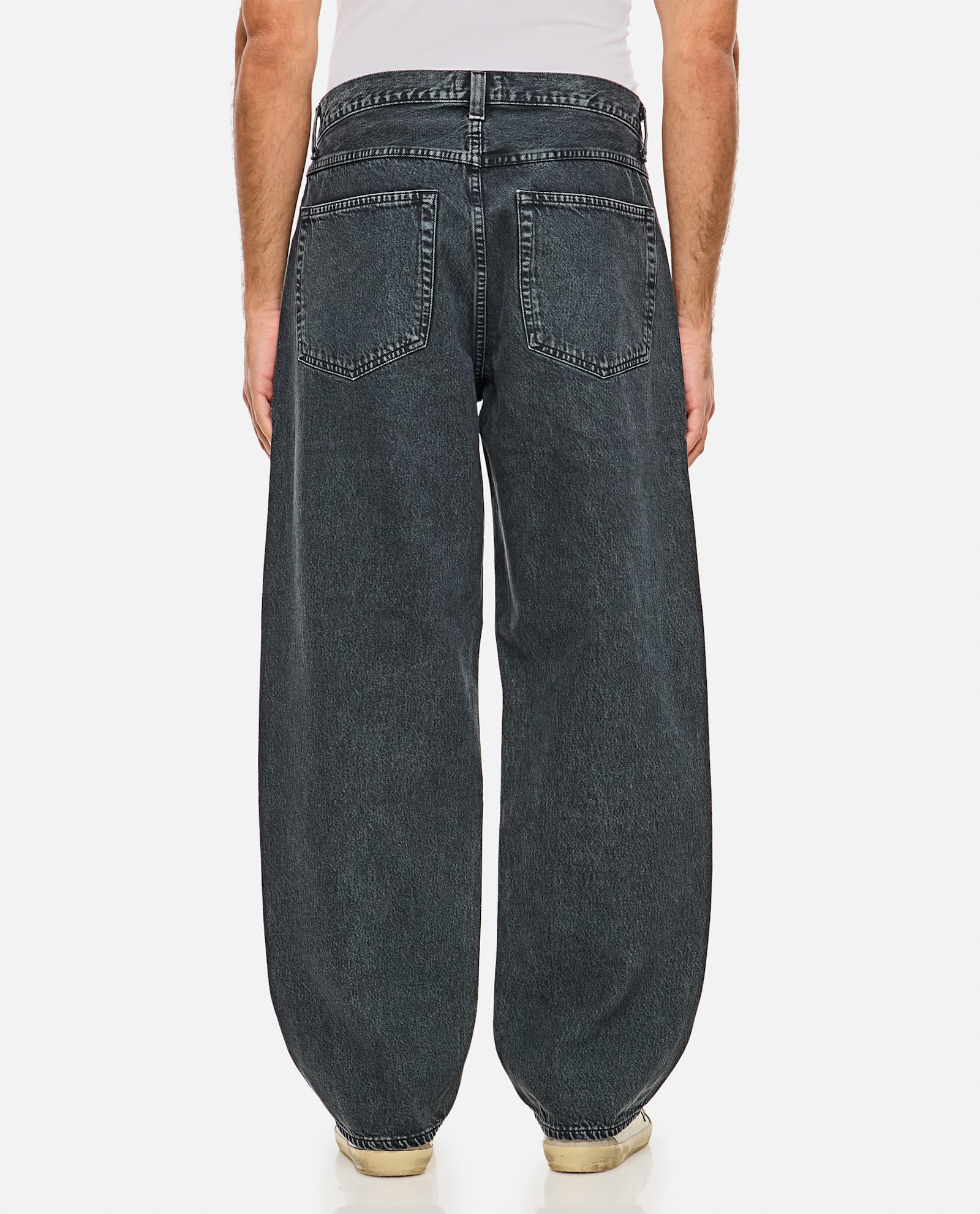 Agolde Faded Relaxed Wide-leg Fusion Jeans In Black