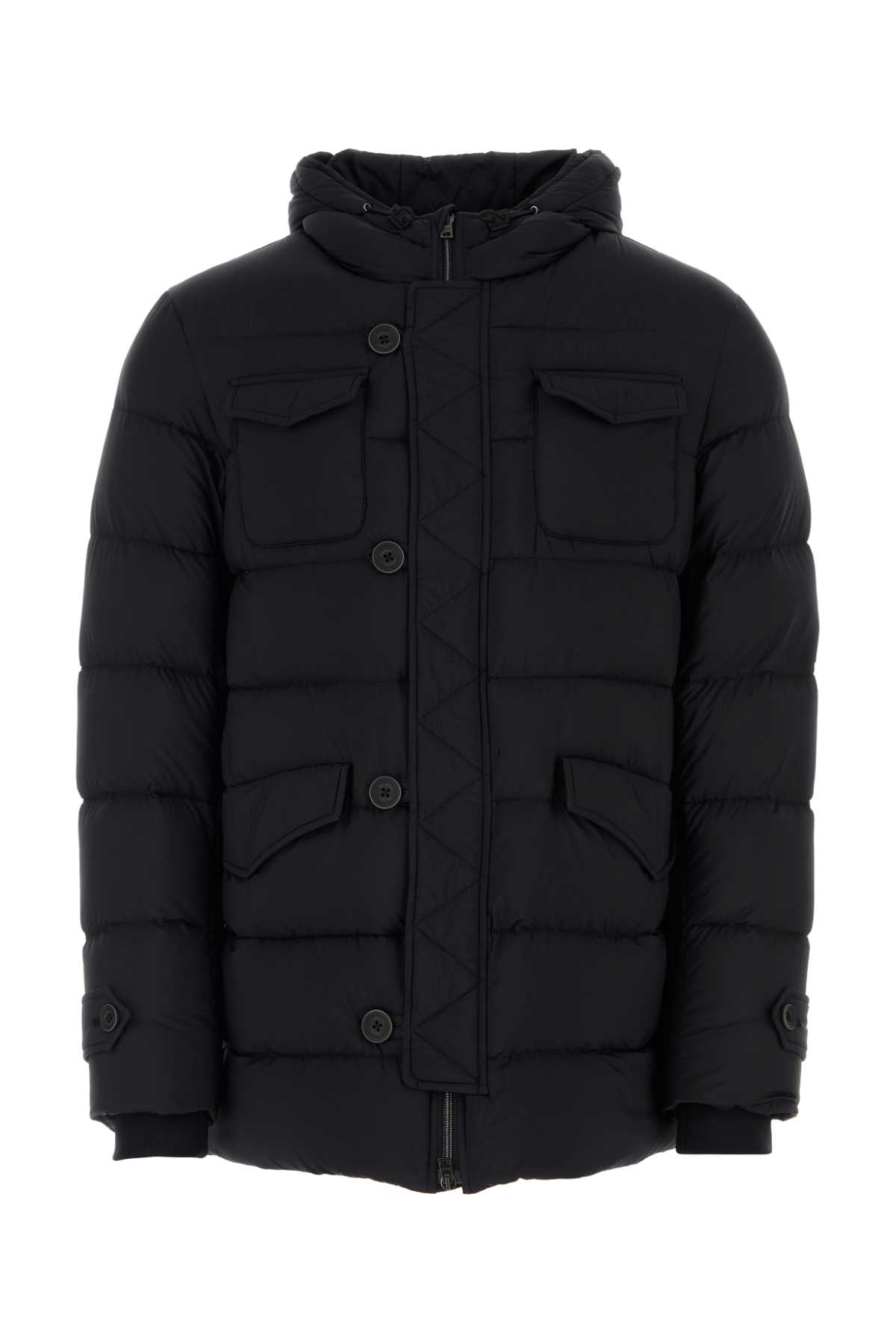 Herno Black Nylon Down Jacket In 9300