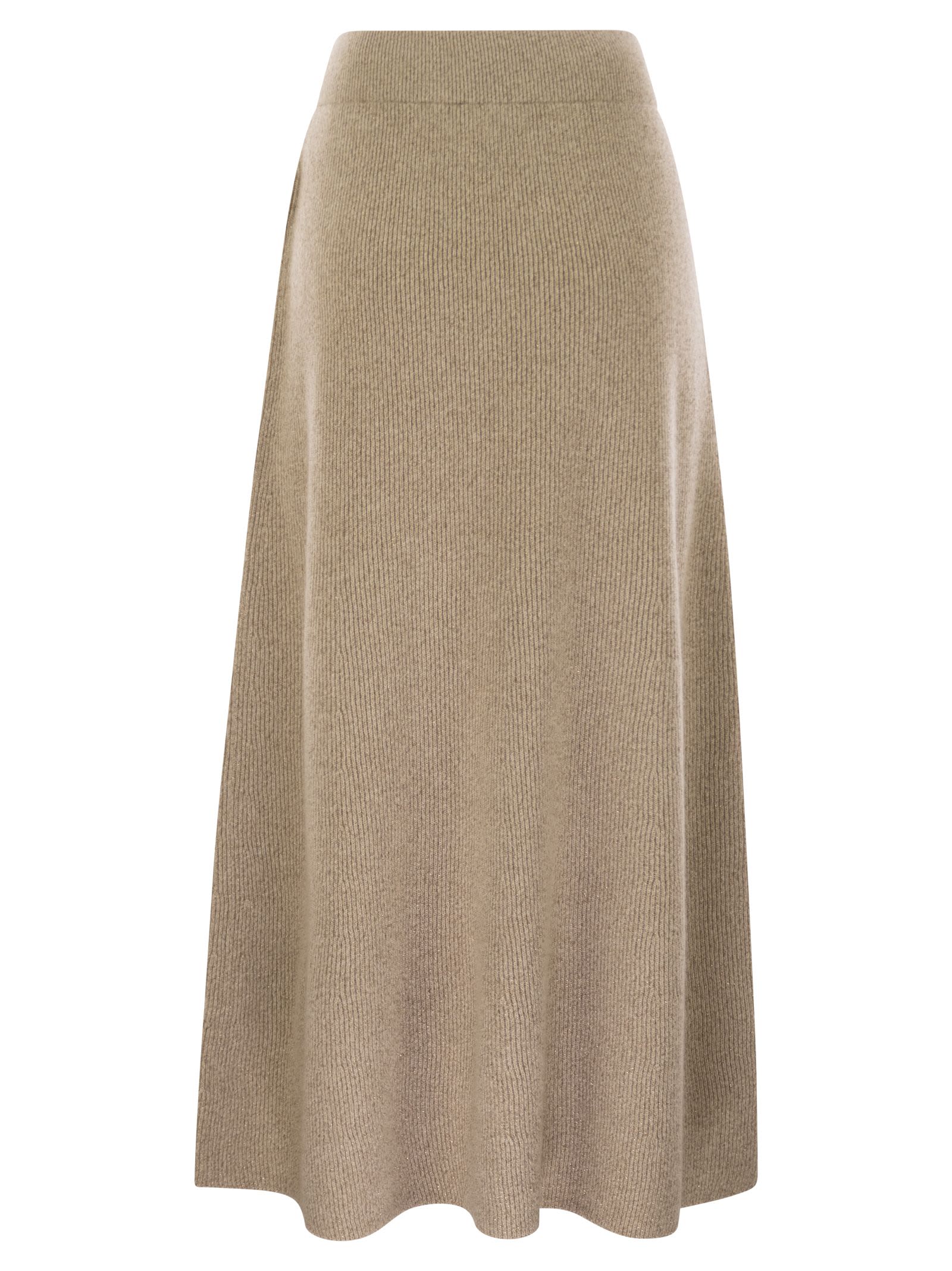 Fabiana Filippi Platinum And Lurex Long Skirt In Sand