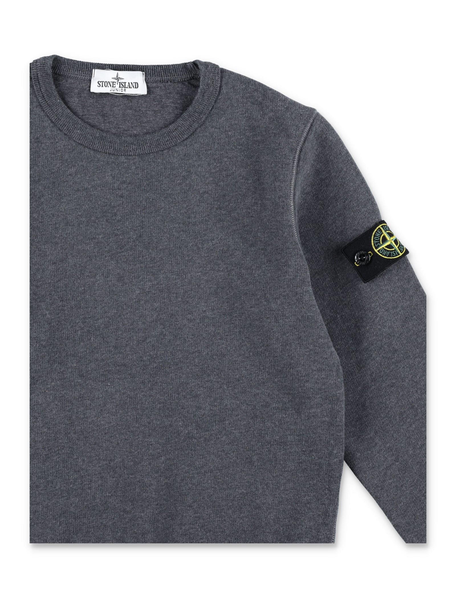 Shop Stone Island Junior Crew Neck Basic Fleece In Dark Grey