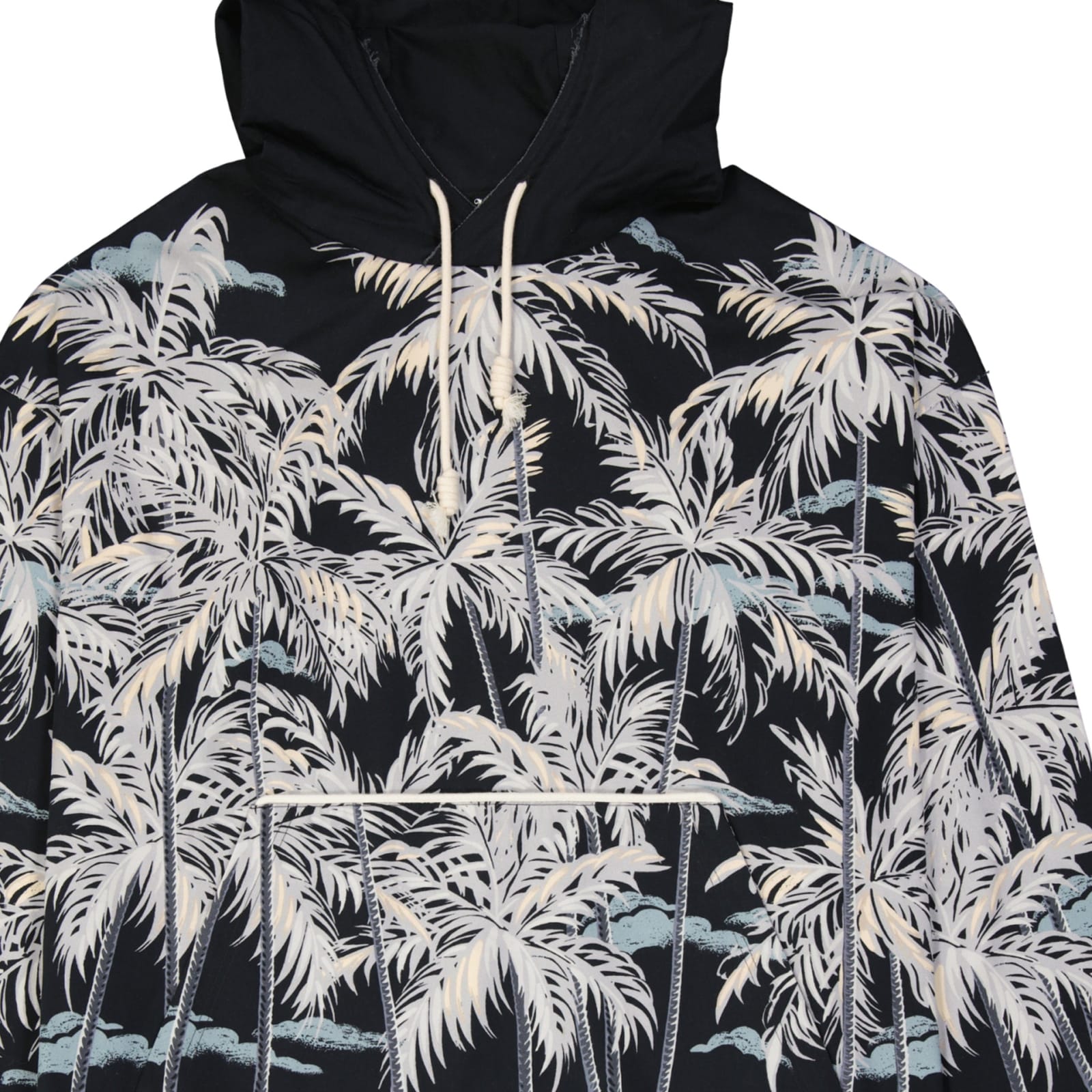 Shop Palm Angels Hooded Printed Shirt In Black