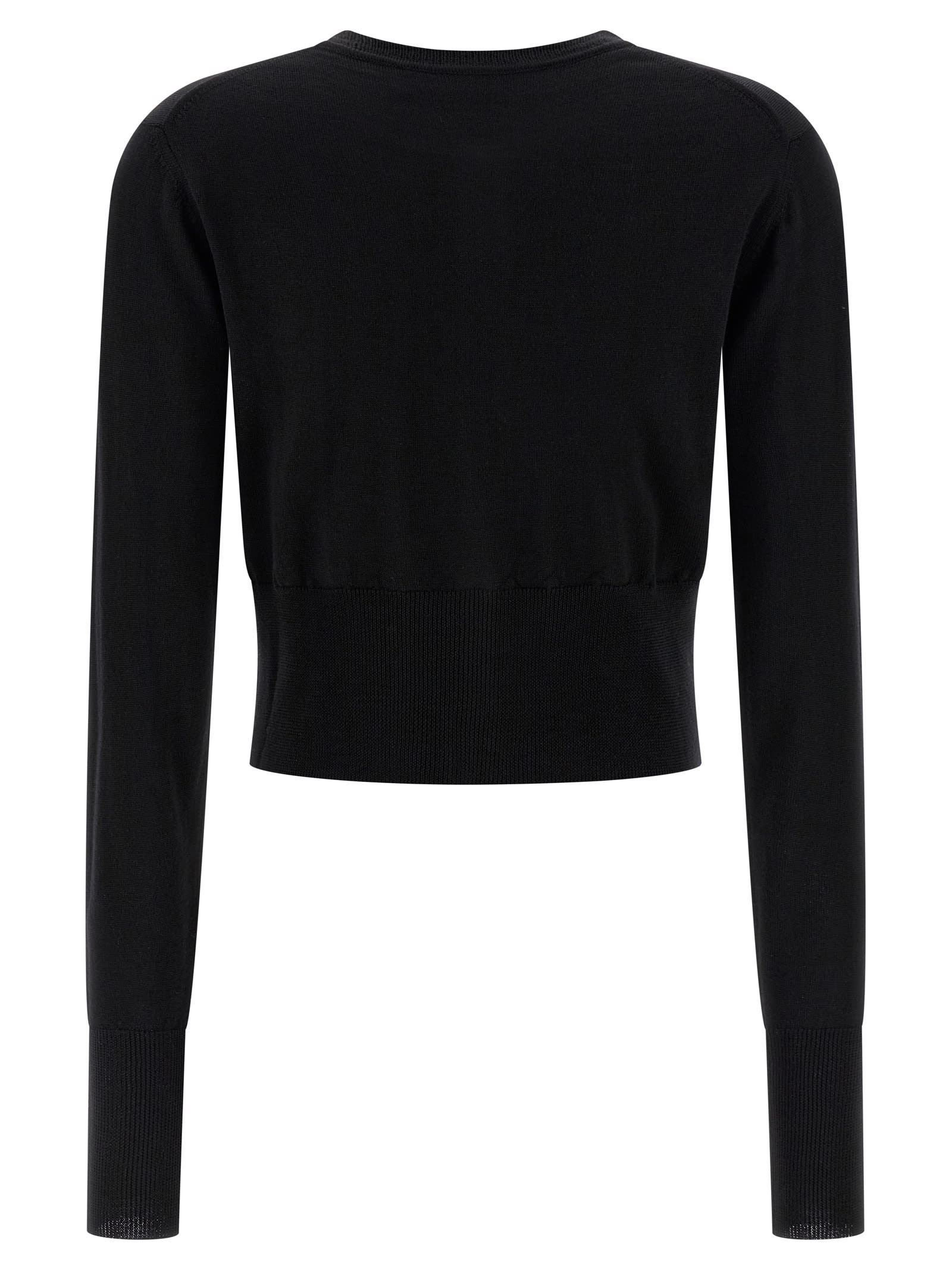 Vivienne Westwood Cropped Cardigan With Distinctive Buttons And Embroidered Emblem In Black