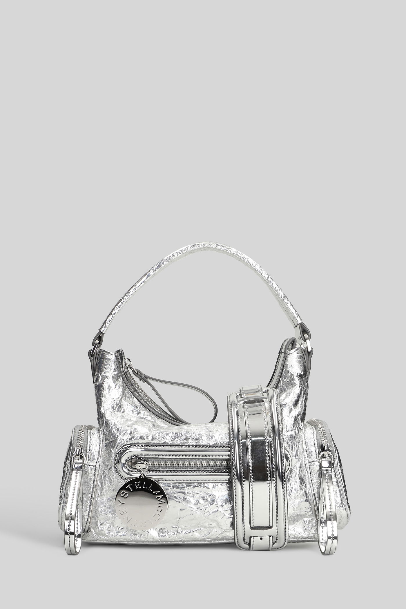 Stella Mccartney Dartmoor Small Shoulder Bag In Silver Polyamide In Silver