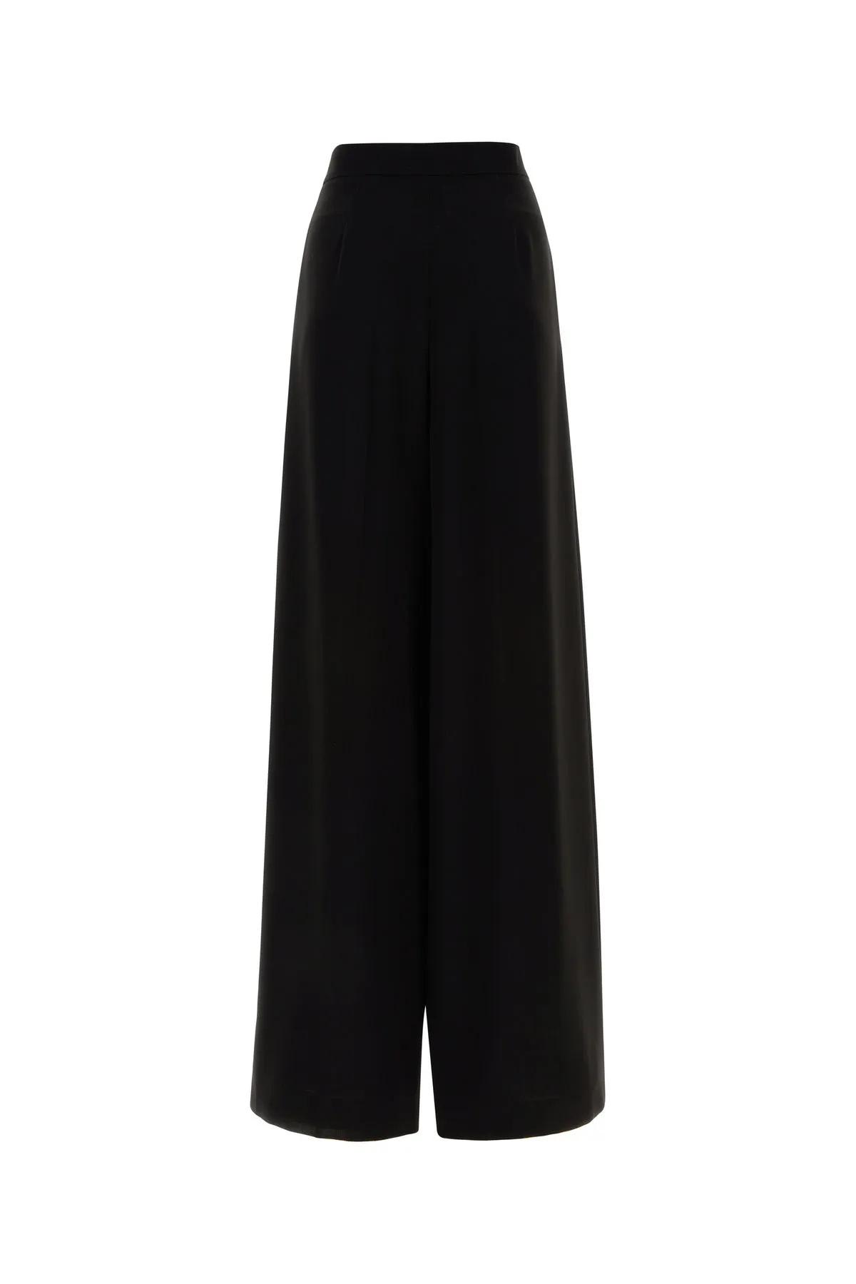 Shop Max Mara Black Cady Lino Wide-leg Pant