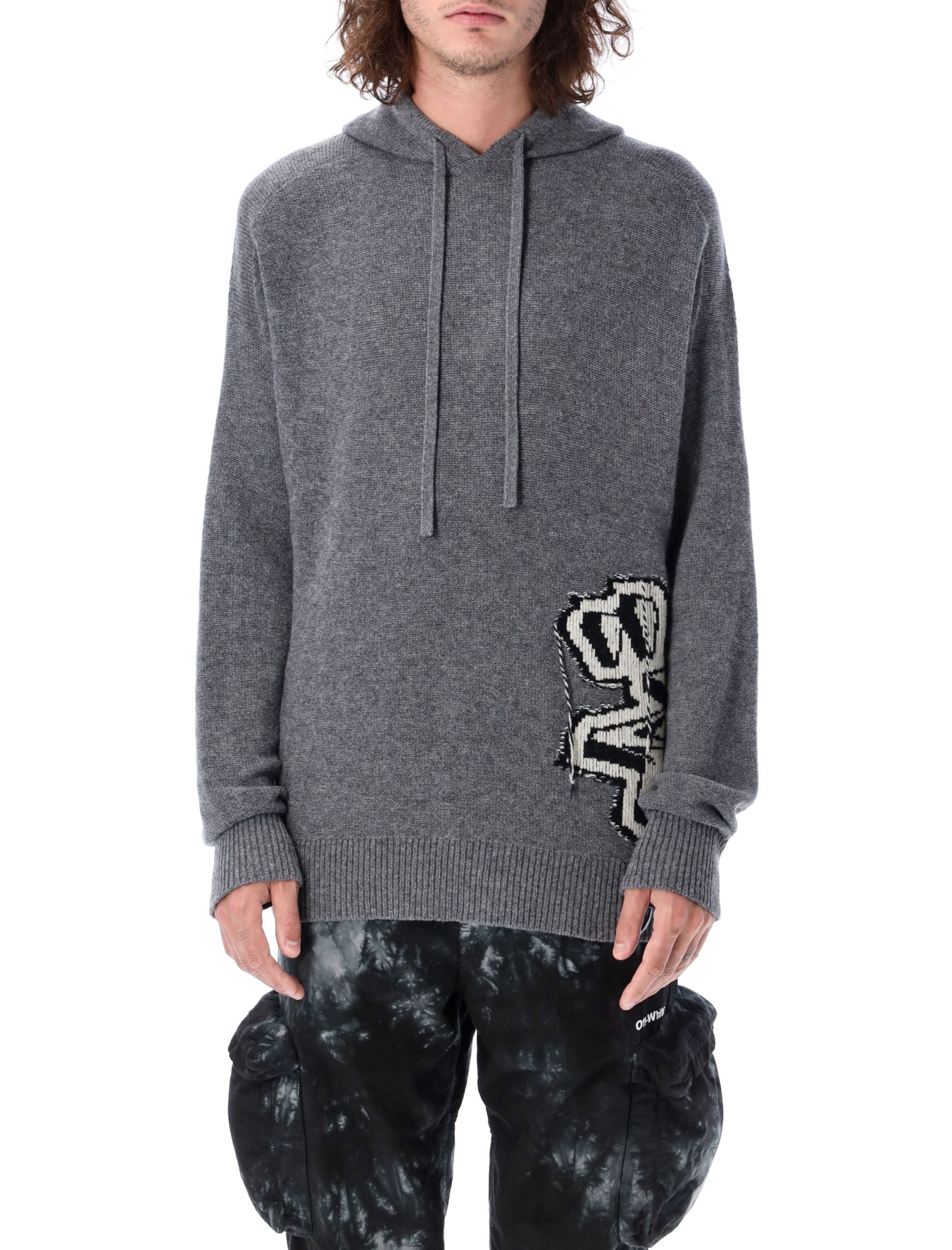OFF-WHITE GRAFF CHUNKY KNIT HOODIE