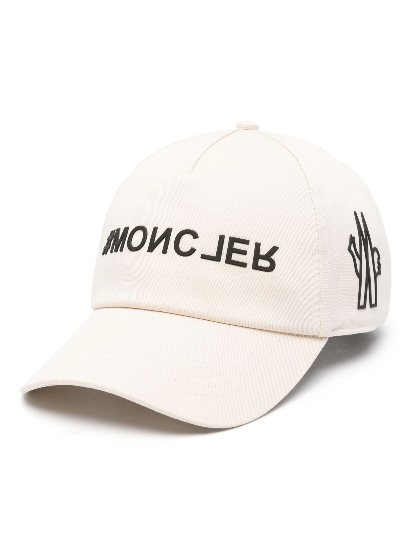 Moncler White Baseball Hat With Embossed Logo
