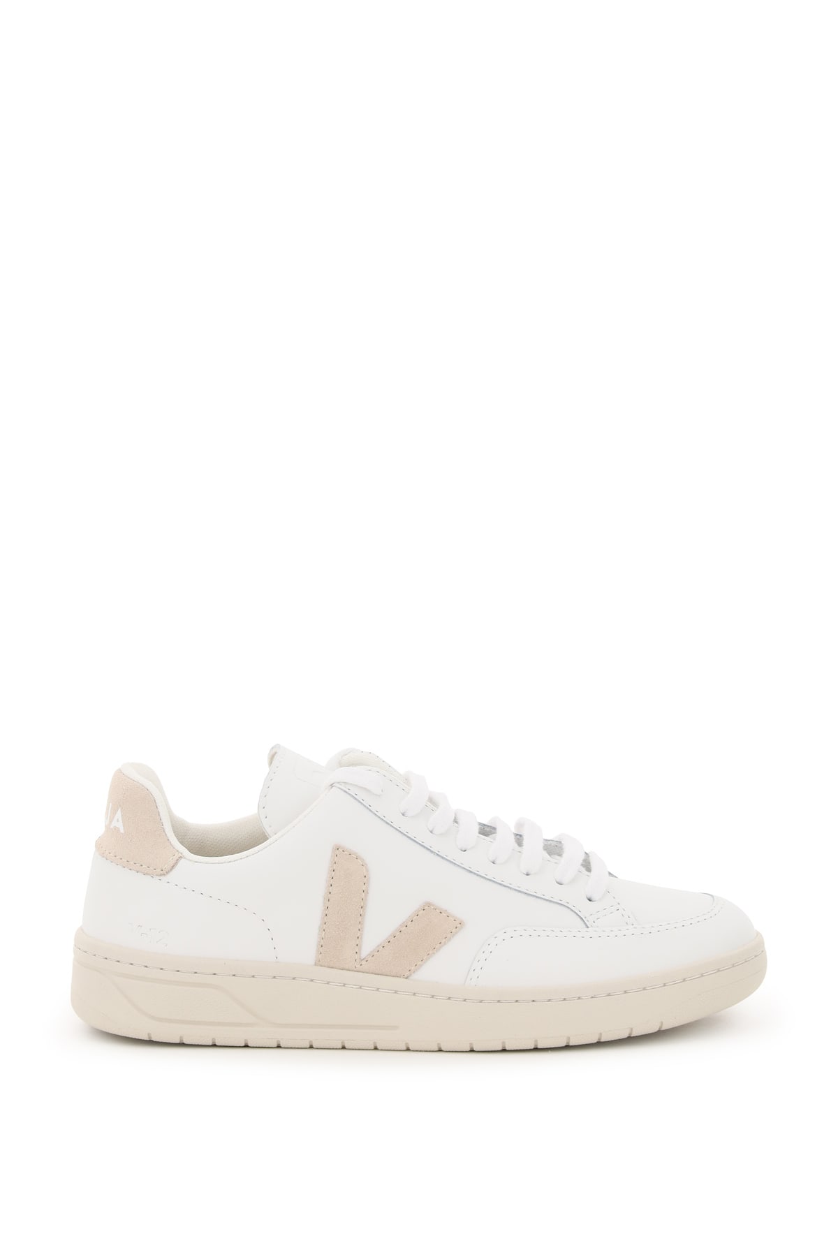 Shop Veja Leather V-12 Sneakers In Extra White Sable (beige)