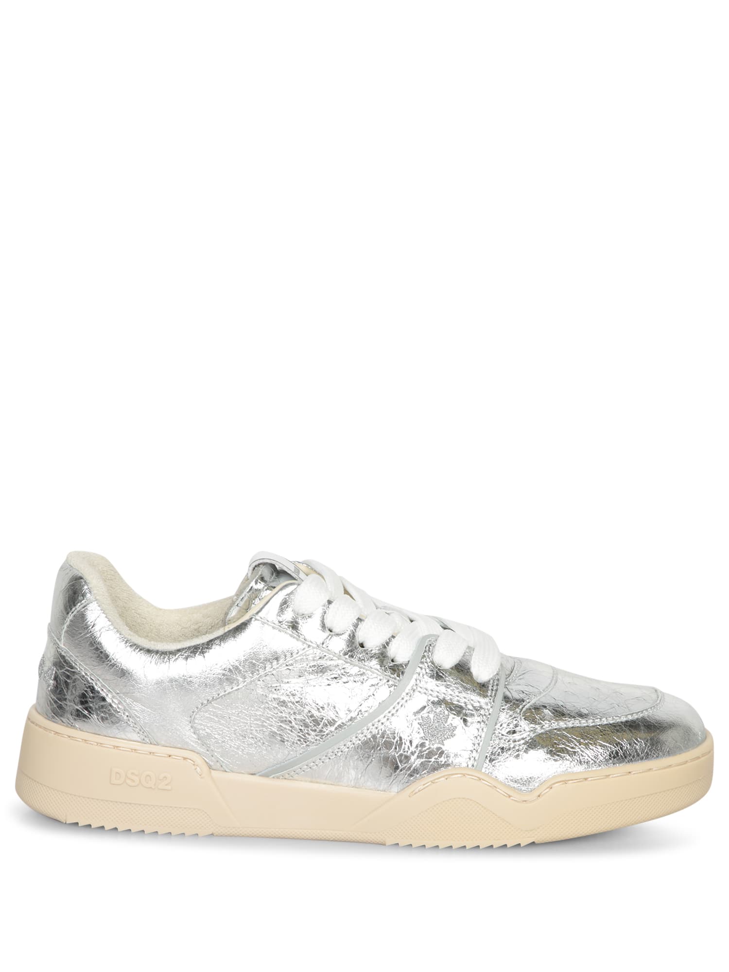 DSQUARED2 SILVER CRACKLE LAMINATE SNEAKERS 