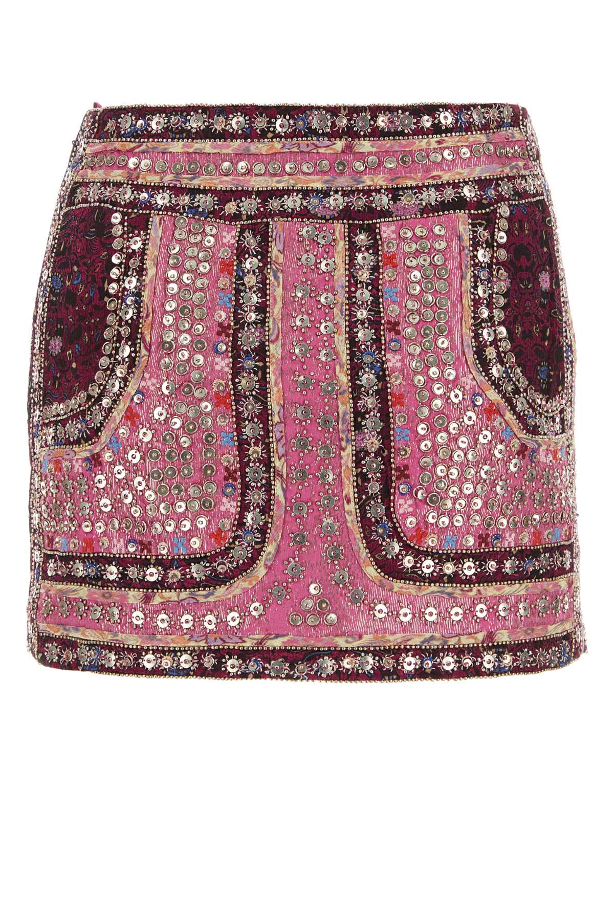 Shop Isabel Marant Embellished Silk Oneila Mini Skirt In Pink