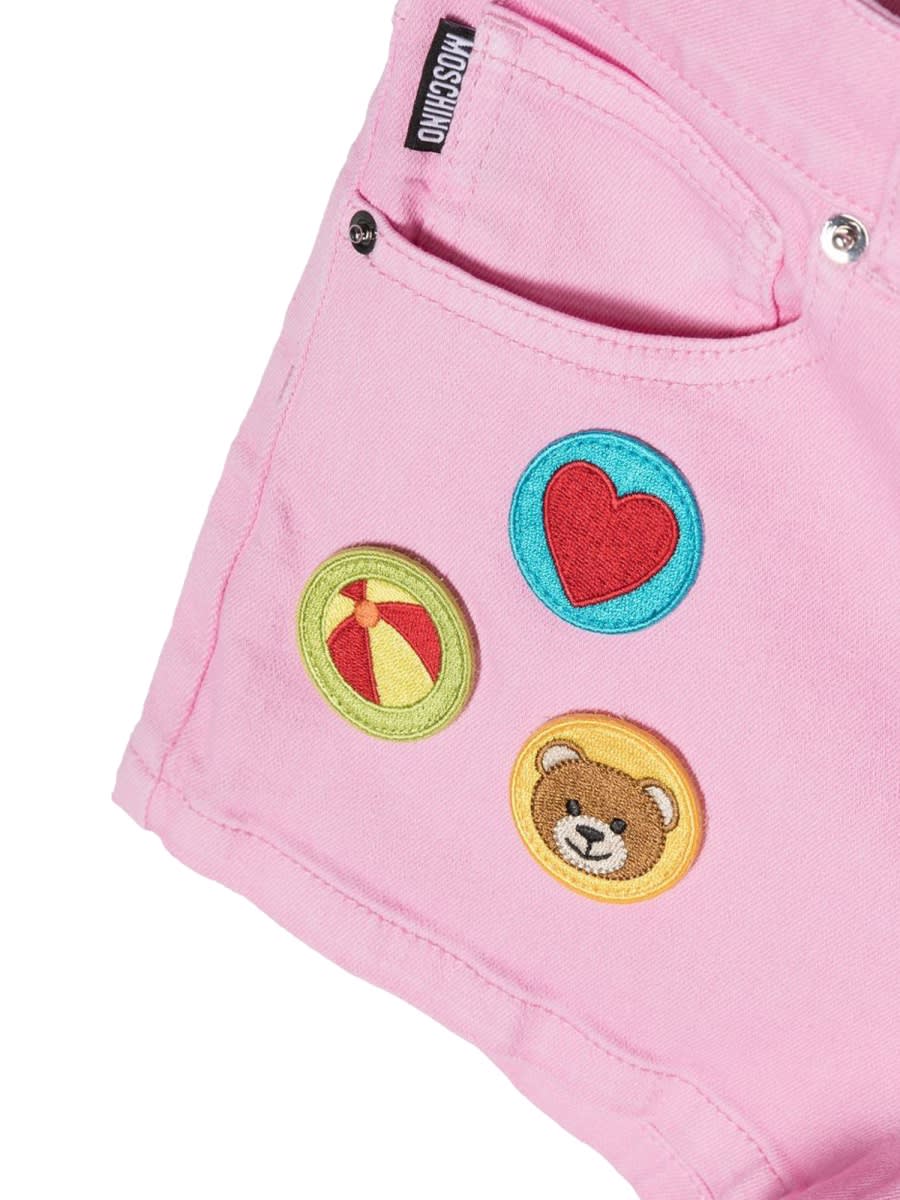 Moschino Toy Pop Patch Shorts In Pink