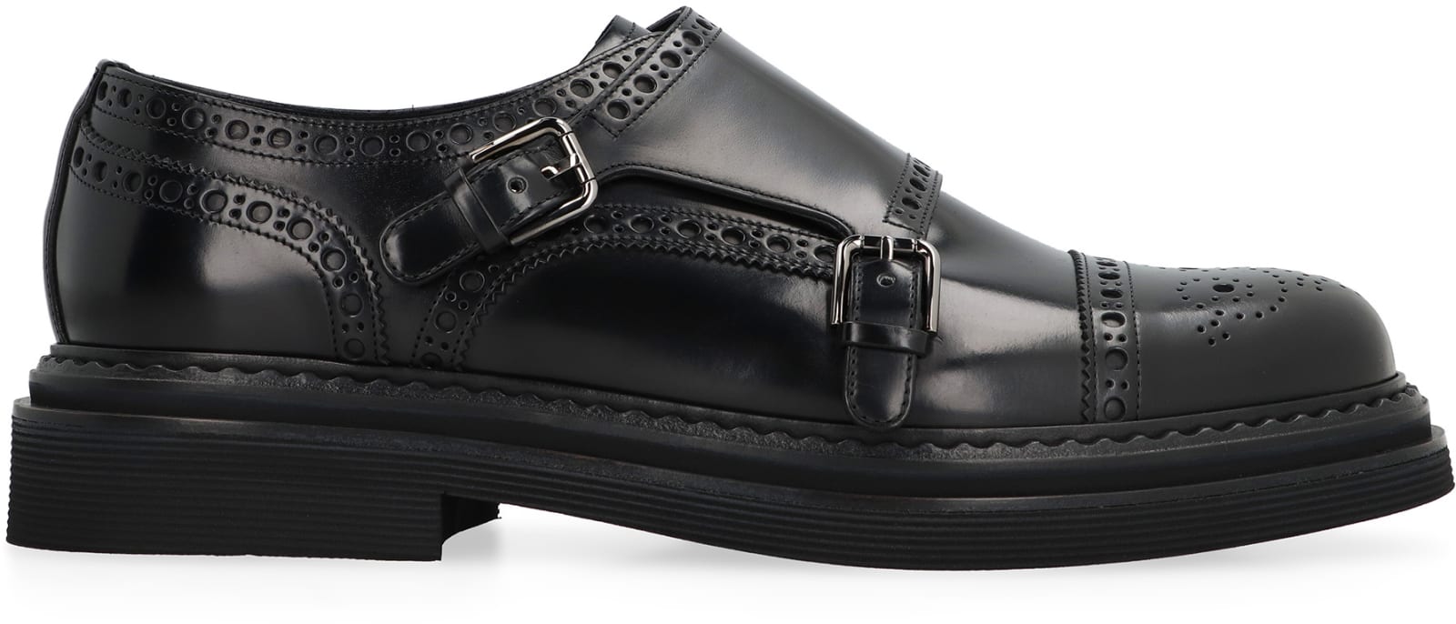 Shop Dolce & Gabbana Leather Monk-strap Shoes In Black