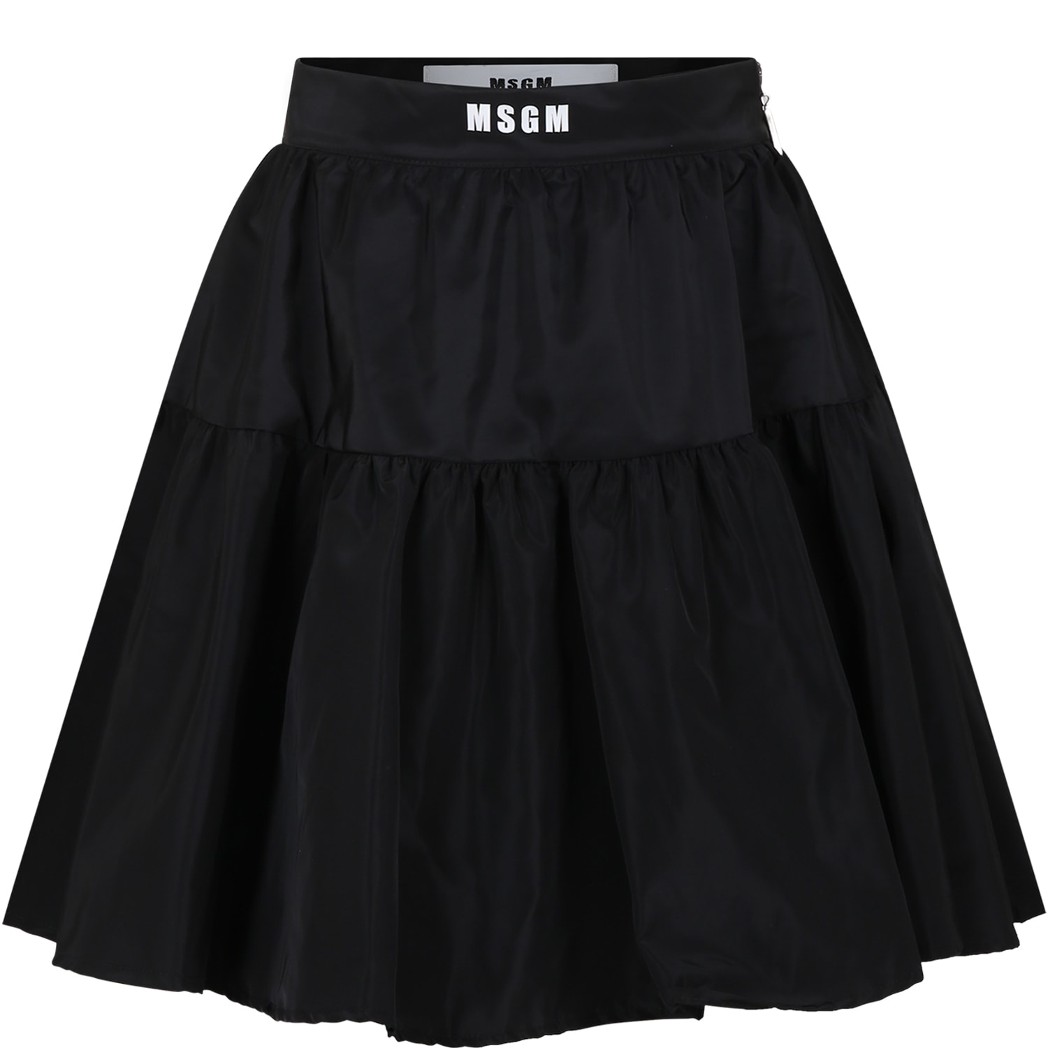 Msgm Kids' Grey Skirt For Girl With Logo In Black