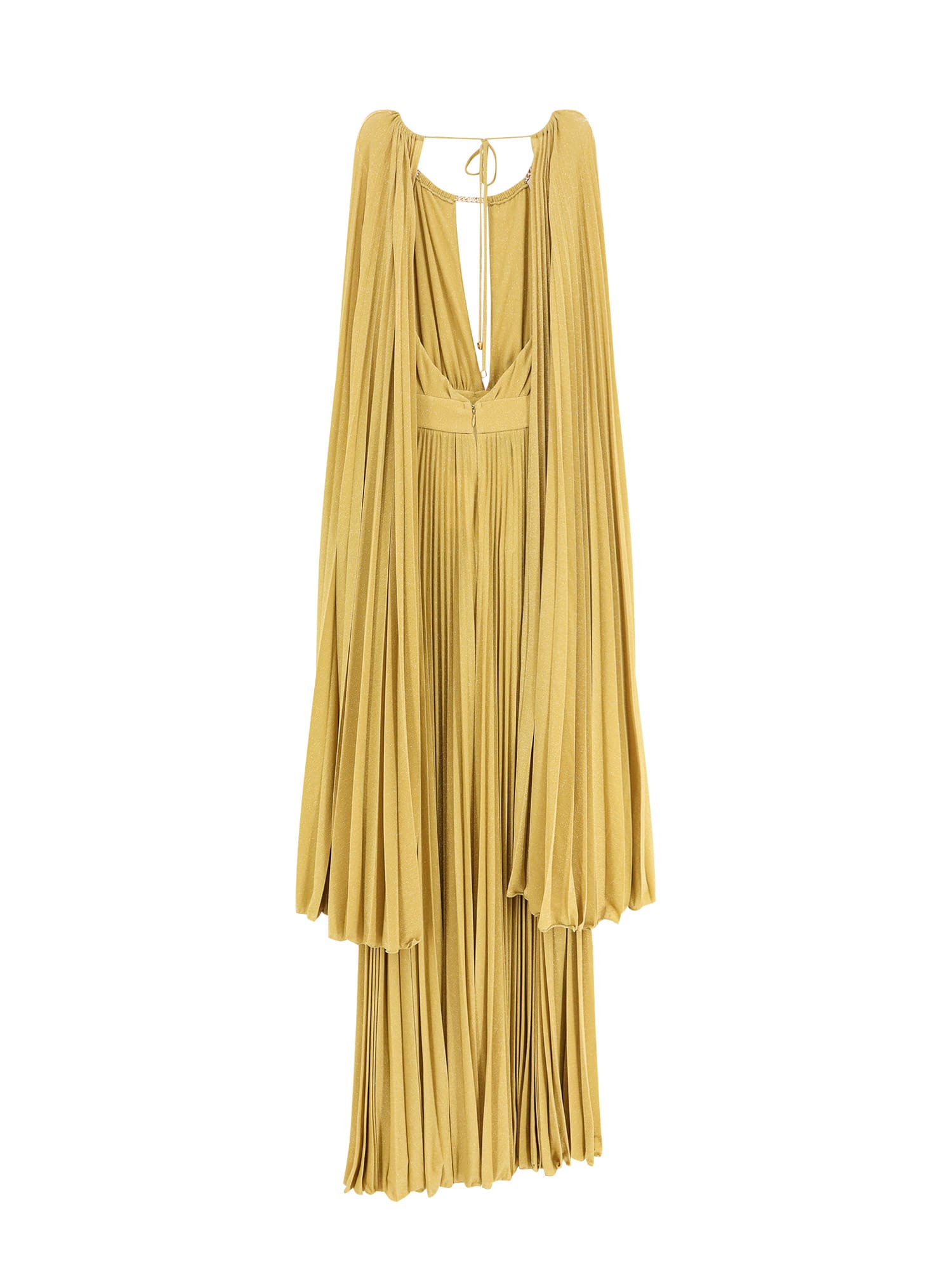 Elisabetta Franchi Lulex Knitted Red Carpet Dress In Gold