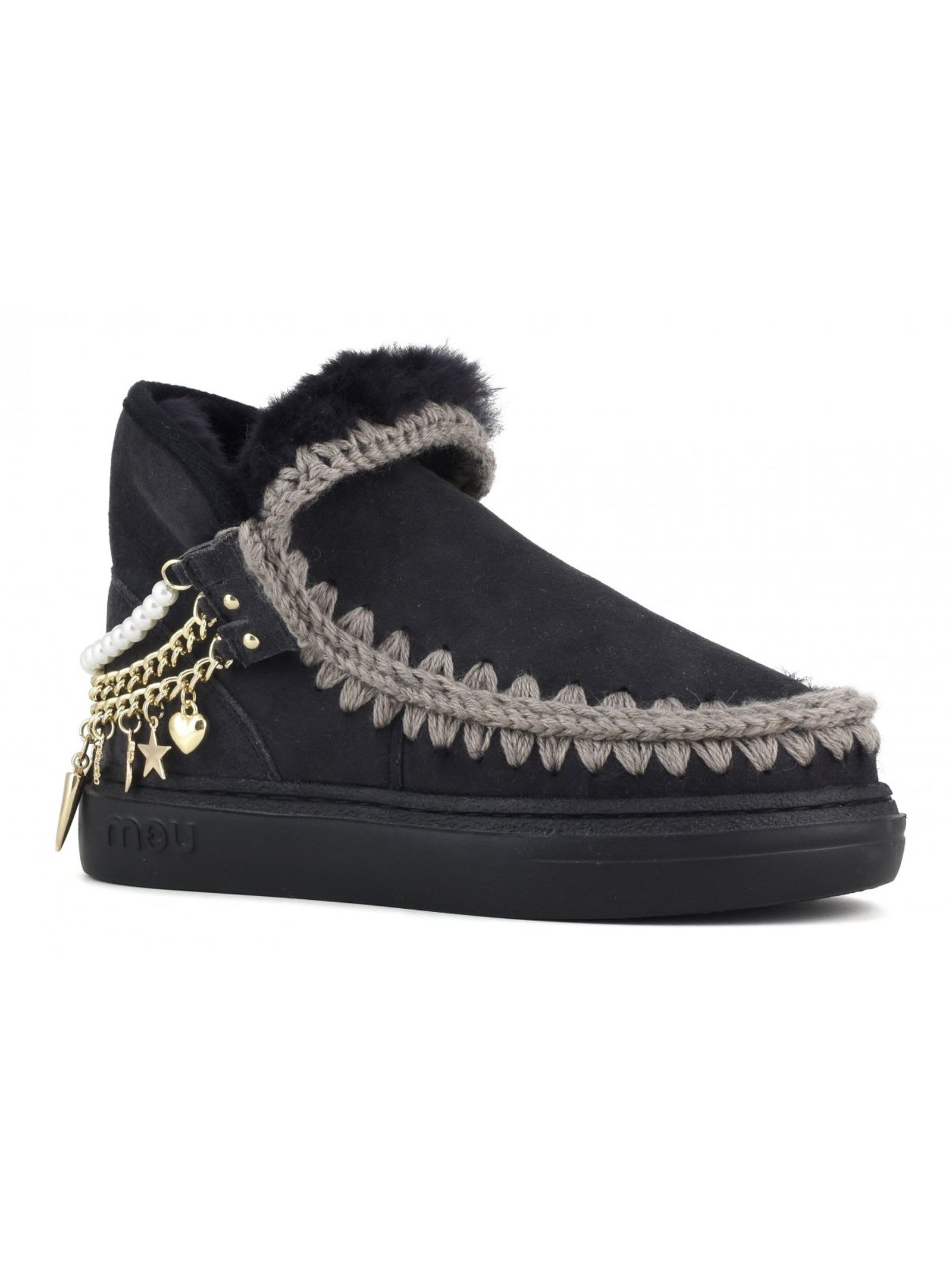 Shop Mou Eskimo Sneaker Bold Chains & Charms Black