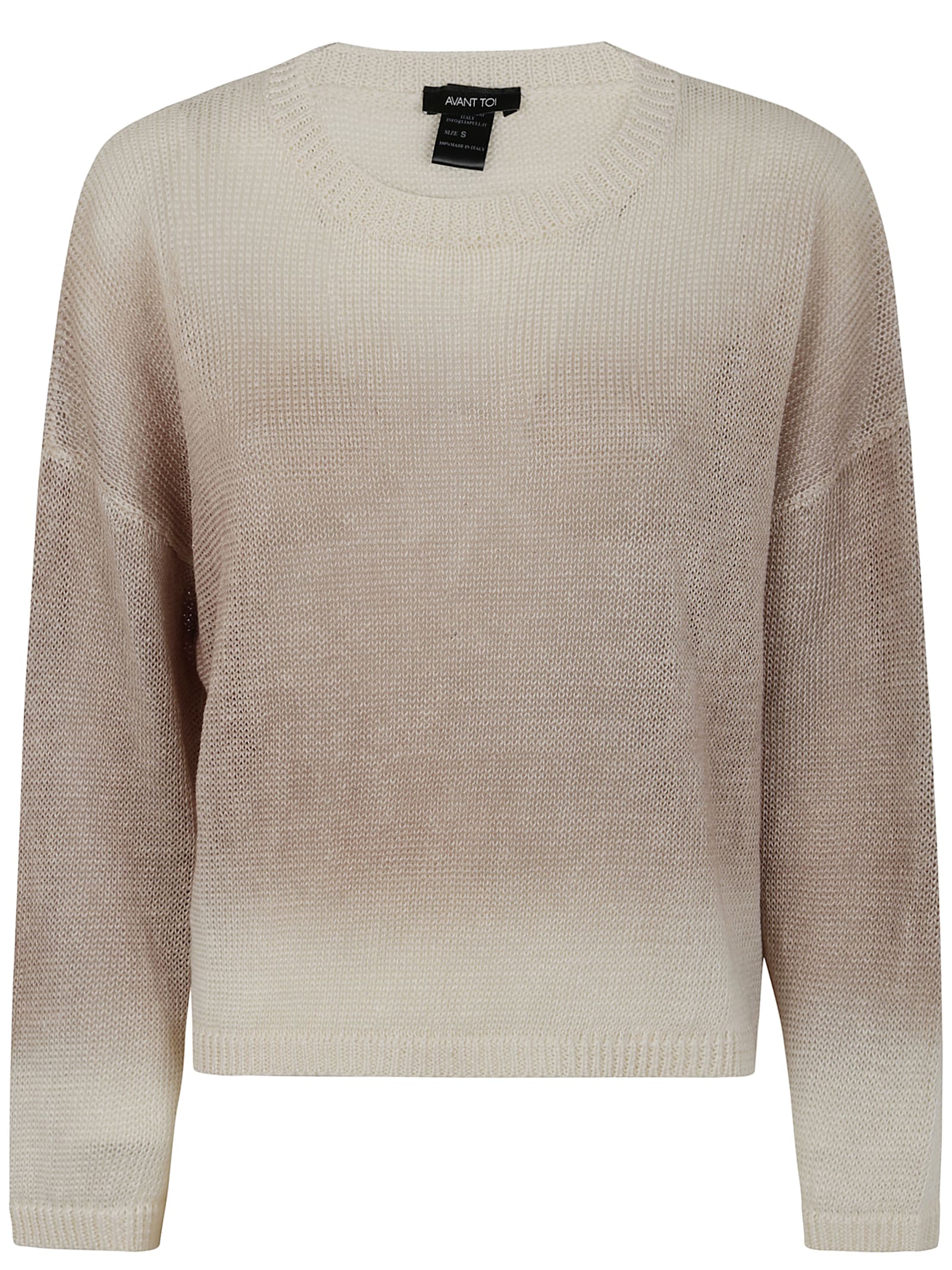 Gradient Effect Linen Round Neck Pullover
