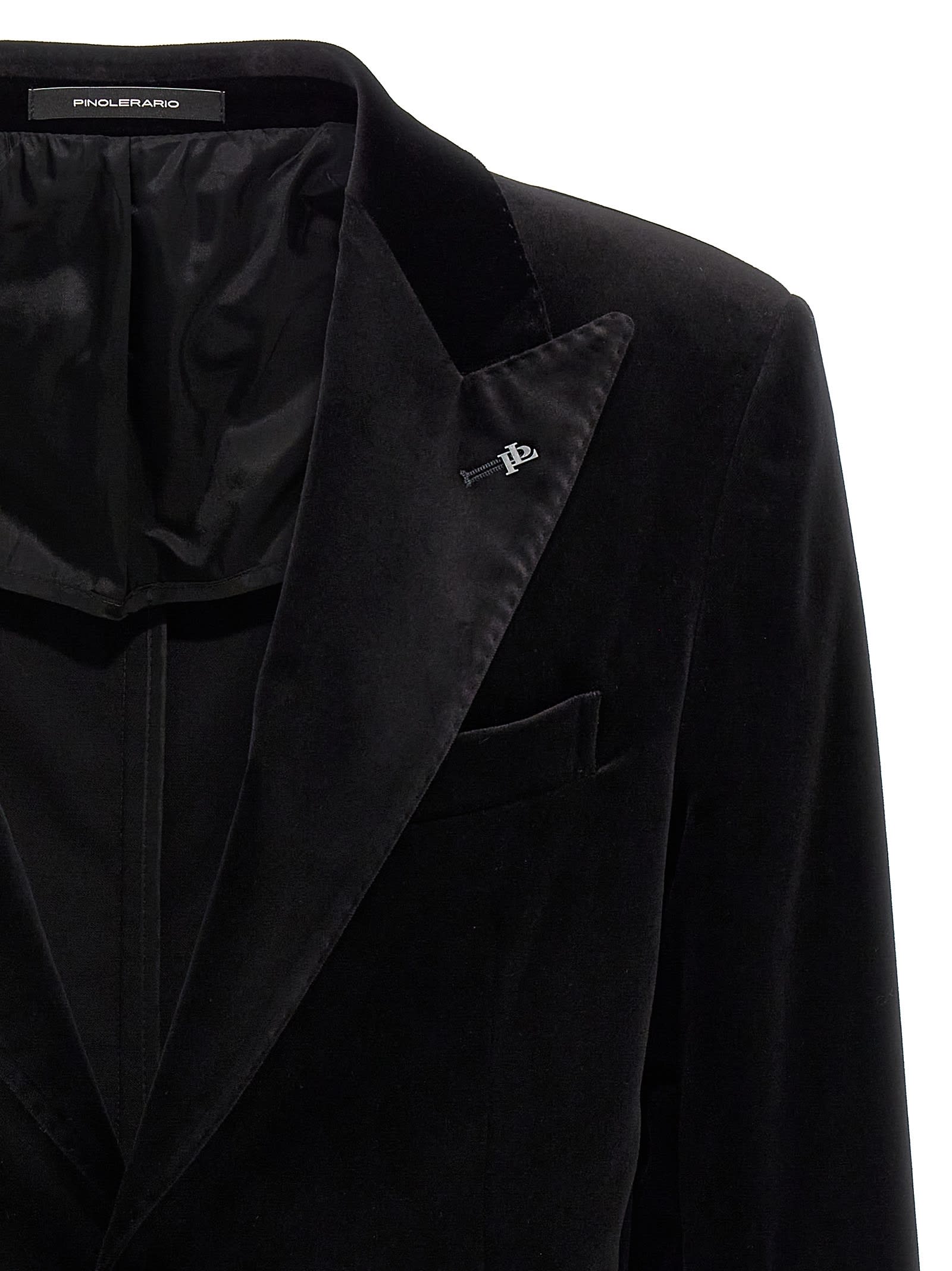 Shop Tagliatore One-breasted Velvet Blazer In Black