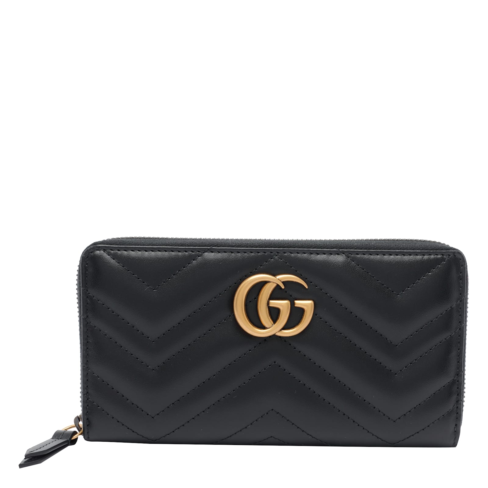 Gucci Gg Marmont Zip Wallet In Black