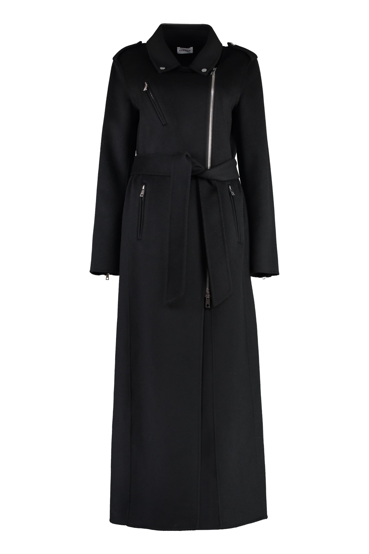 Shop P.a.r.o.s.h Wool Long Coat In Nero