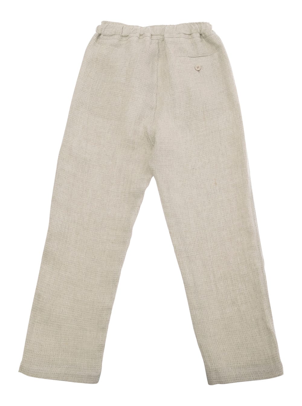 IL GUFO BEIGE PANTS WITH PATCH LOGO ON THE FRONT AND ELASTIC WAIST IN LINEN BOY