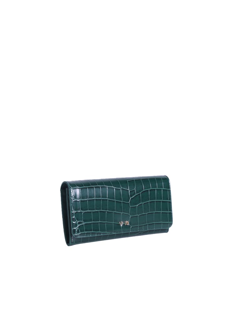Shop V73 Perla Wallet With Crocodile Print In Green