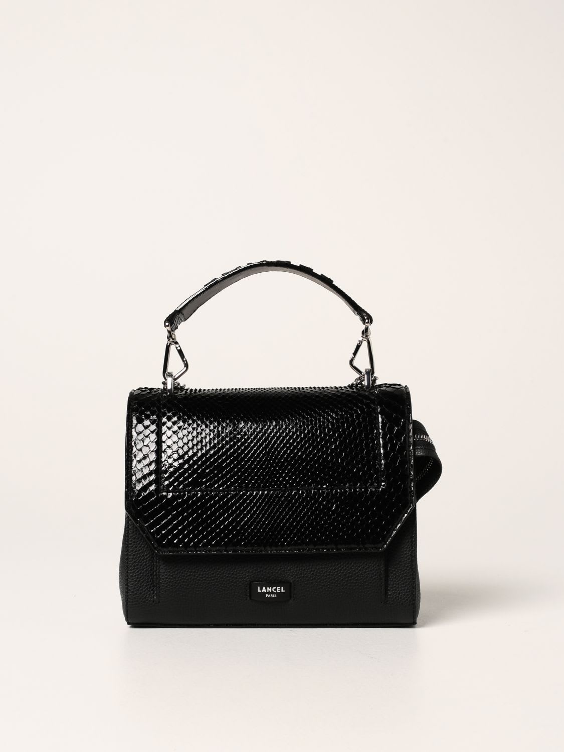 Lancel Handbag Ninon Lancel Bag In Grained Leather And Python