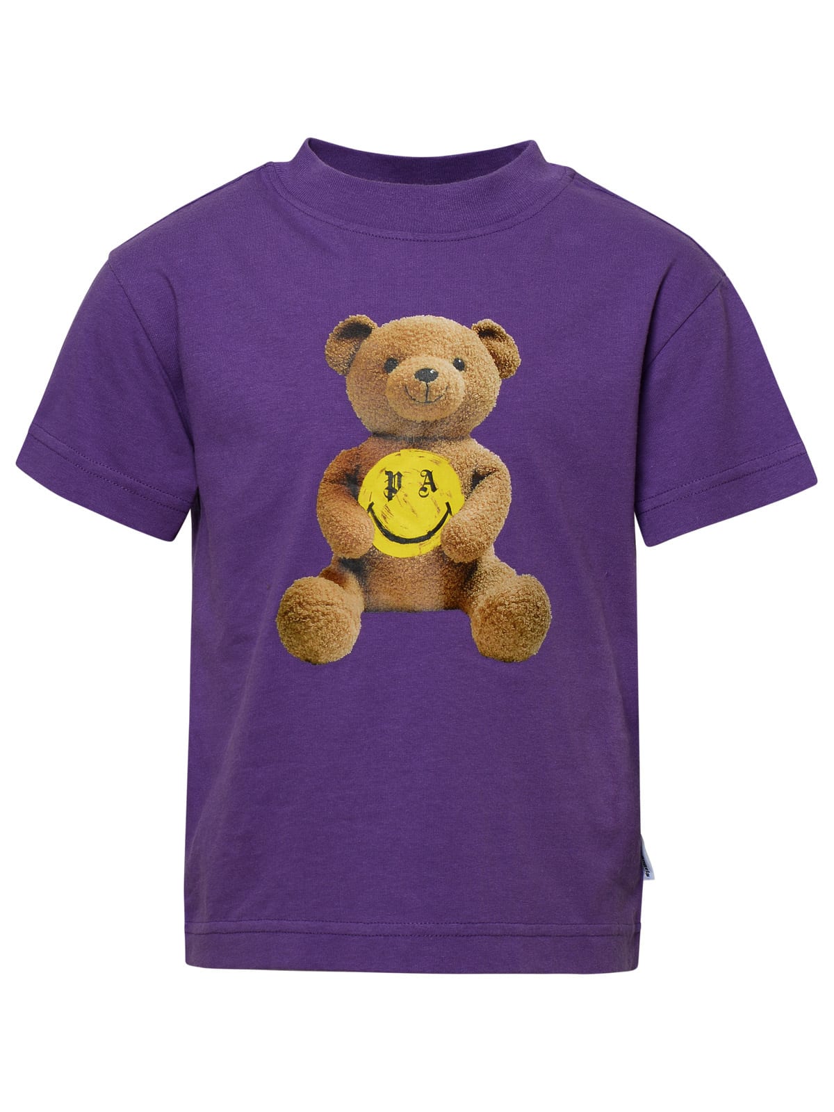 Shop Palm Angels Smiley Bear Purple Cotton T-shirt In Violet