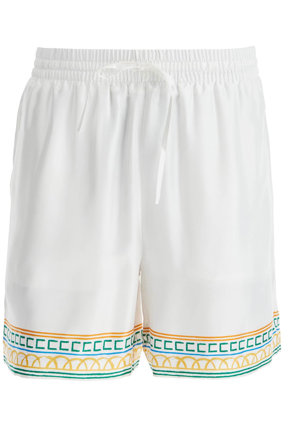 Shop Casablanca Silk Bermuda Shorts Crayon Temple In Crayon Temple Tennis Club (white)