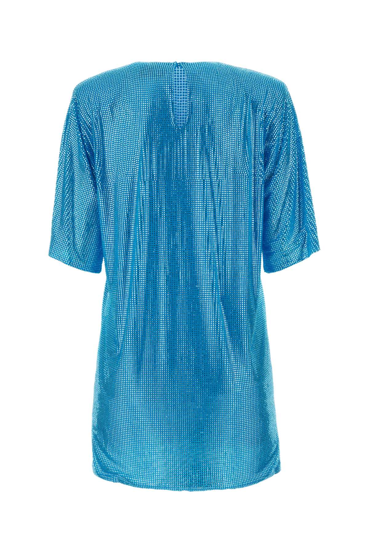 Shop Giuseppe Di Morabito Embellished Mesh T-shirt Dress In Skyblue