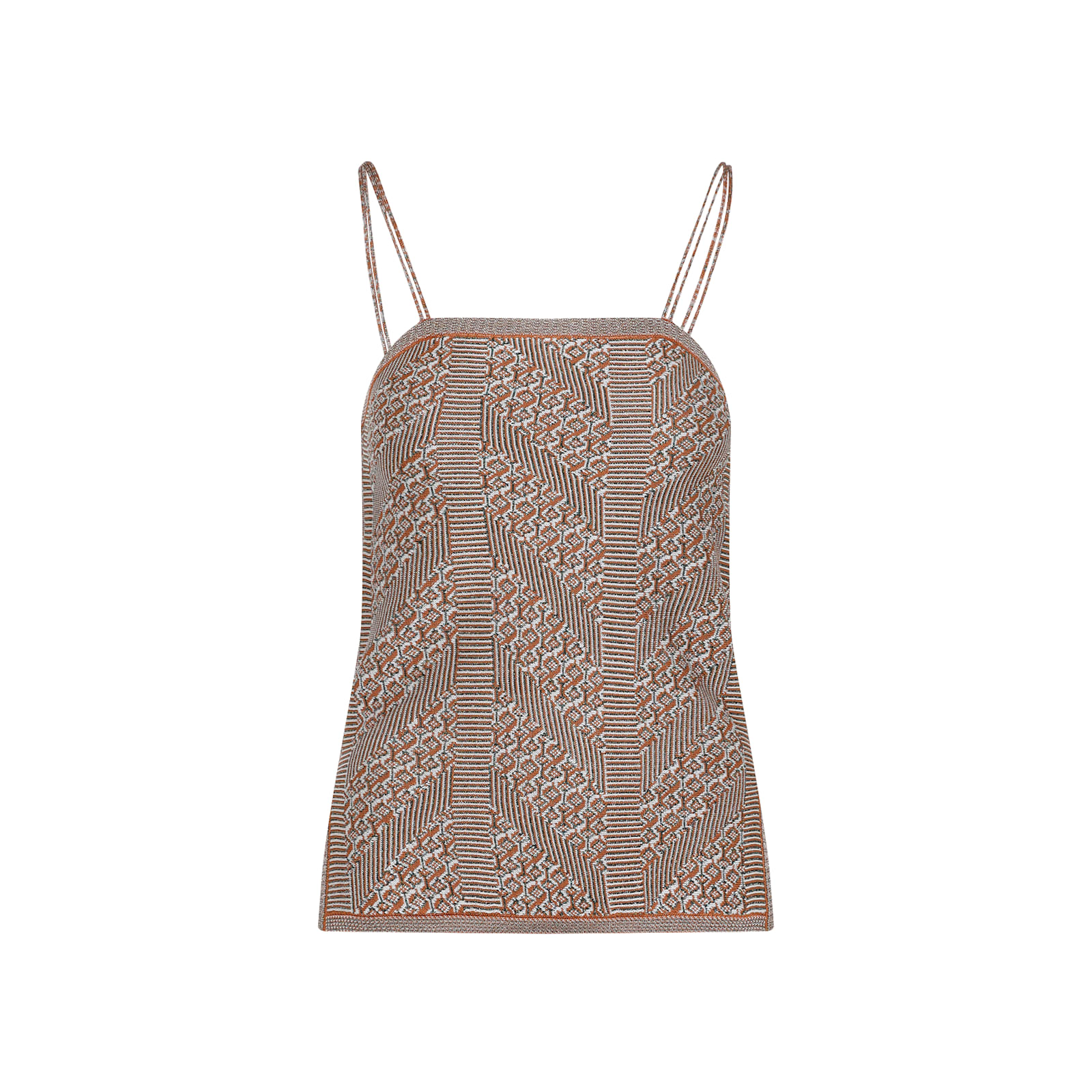 Valentino Womens Garavani Sleeveless Metallic-knit Top In Qe Ginger Orange Gold