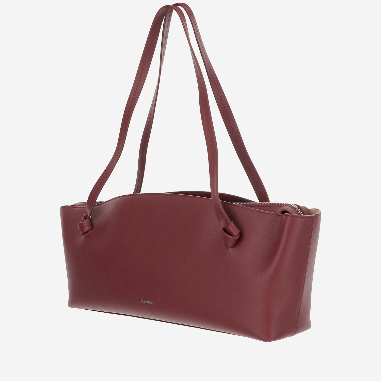 Jil Sander Bordeaux Leather Shoulder Bag In Burgundy
