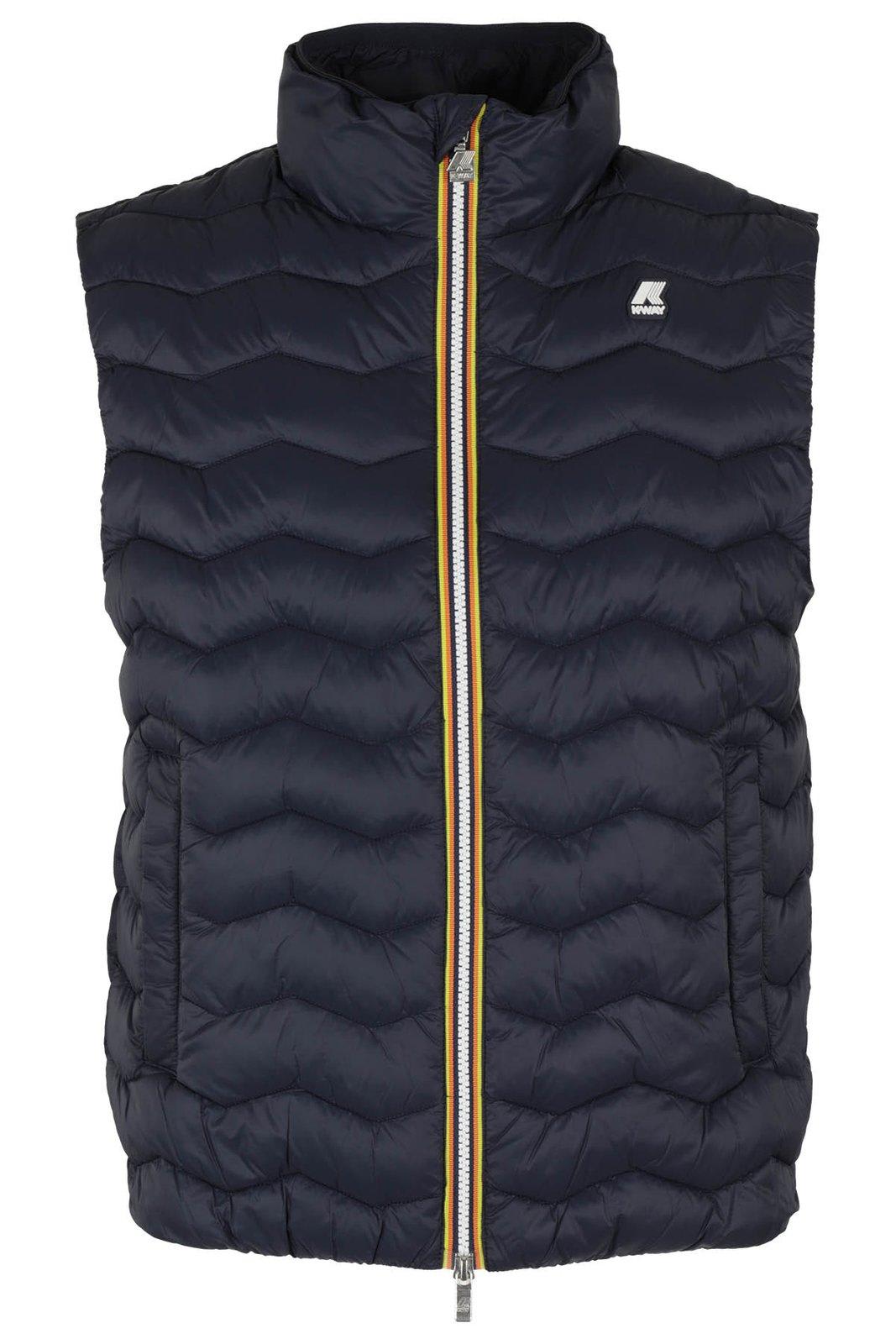 Shop K-way Valen Quilted Warm Zipped Gilet  In Blue