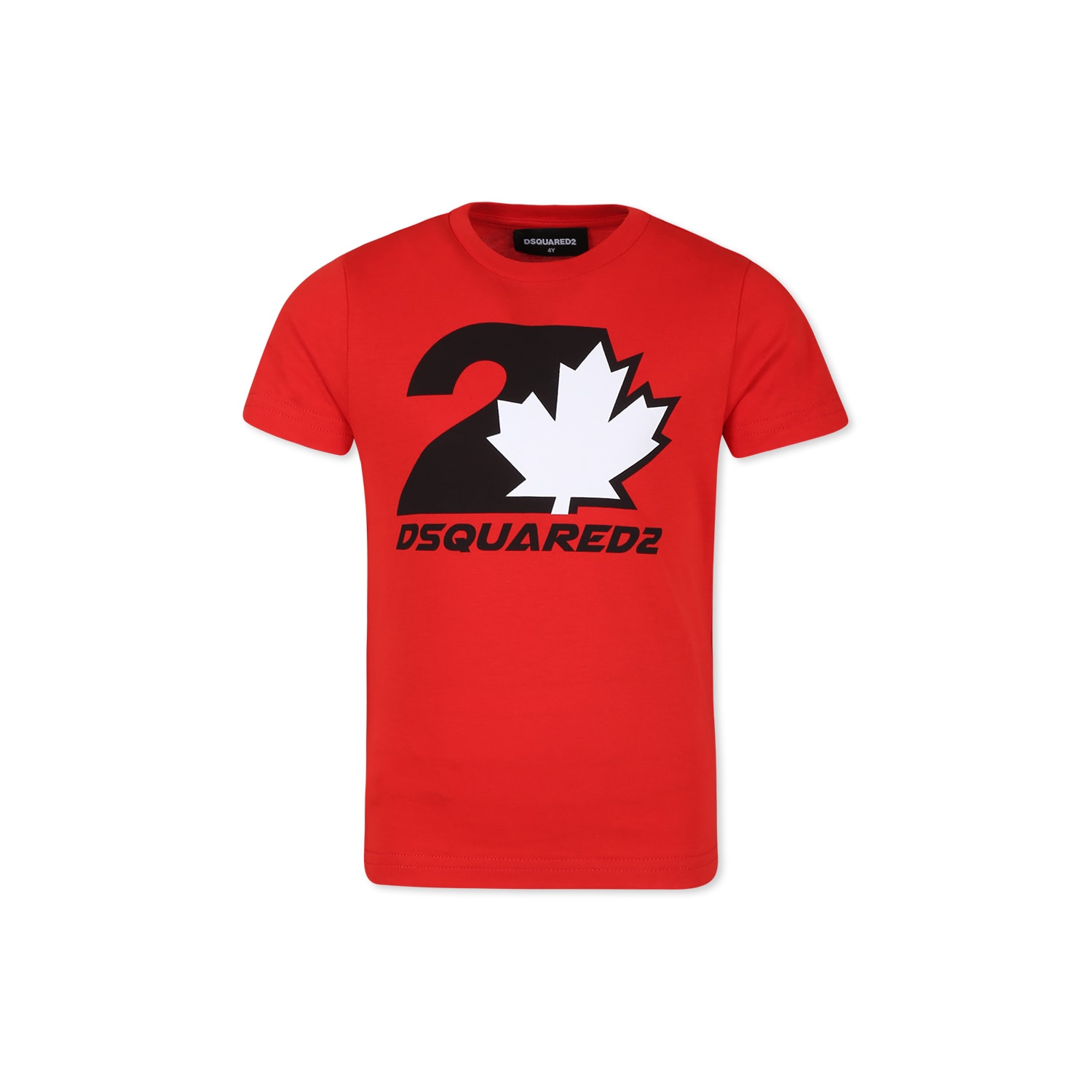 Dsquared2 Kids' Red T-shirt For Boy With Logo