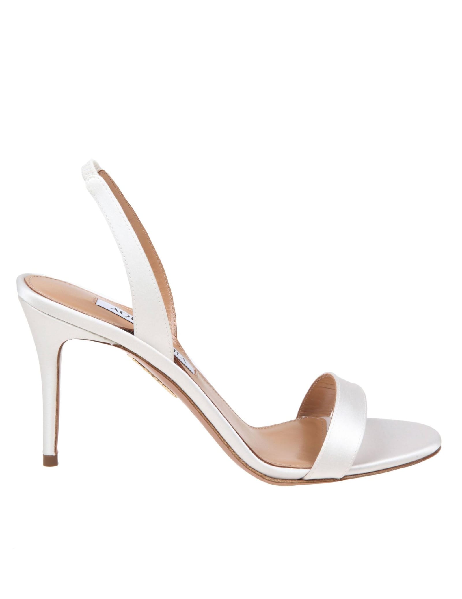 Shop Aquazzura Sandal So Nude 85 Satin White Color