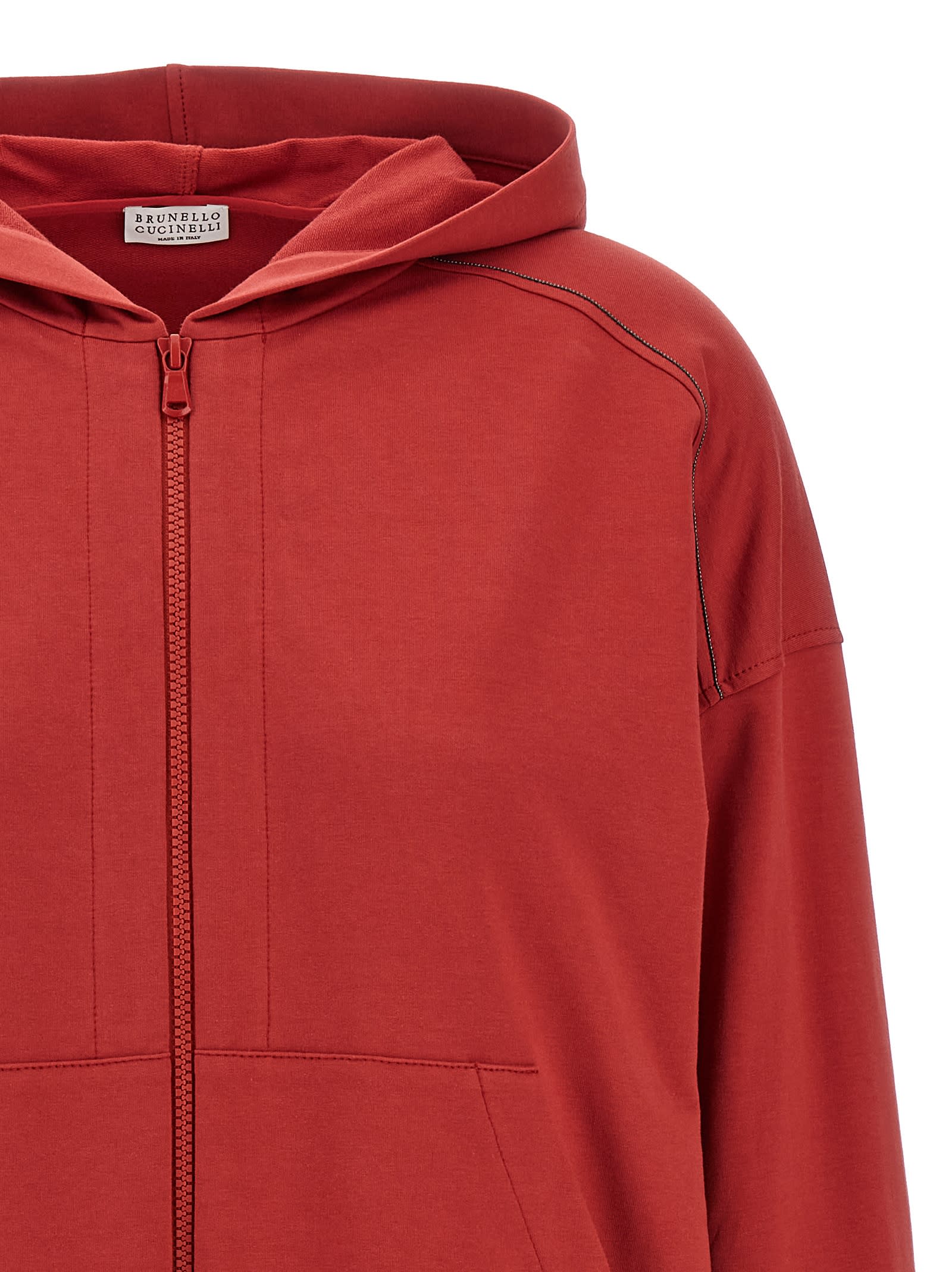 Brunello Cucinelli Shiny Trims Hooded Sweatshirt