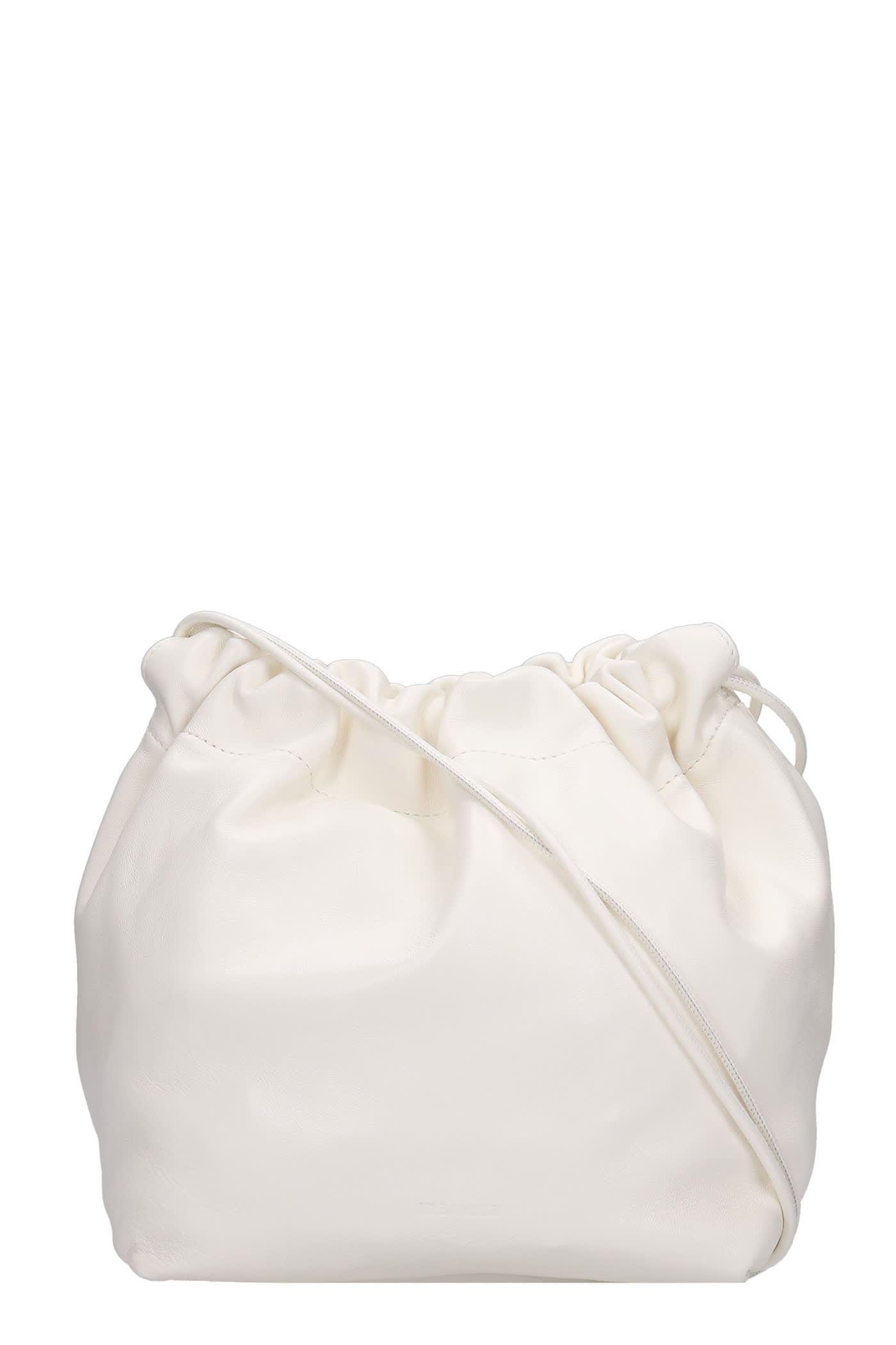 Jil Sander Drawstring Shoulder Bag In White Leather