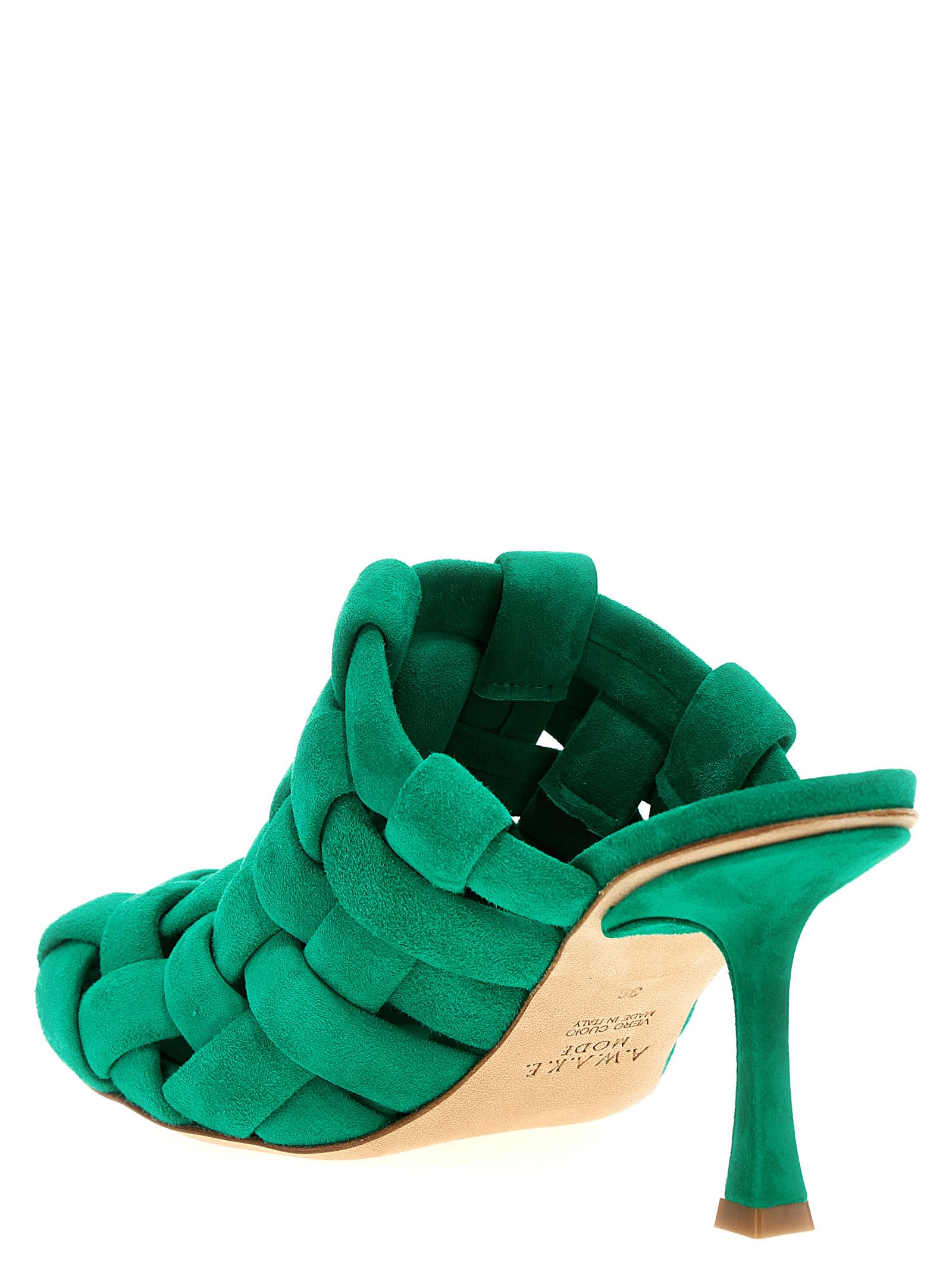 Shop A.w.a.k.e. Wilma Chubby Mules In Green