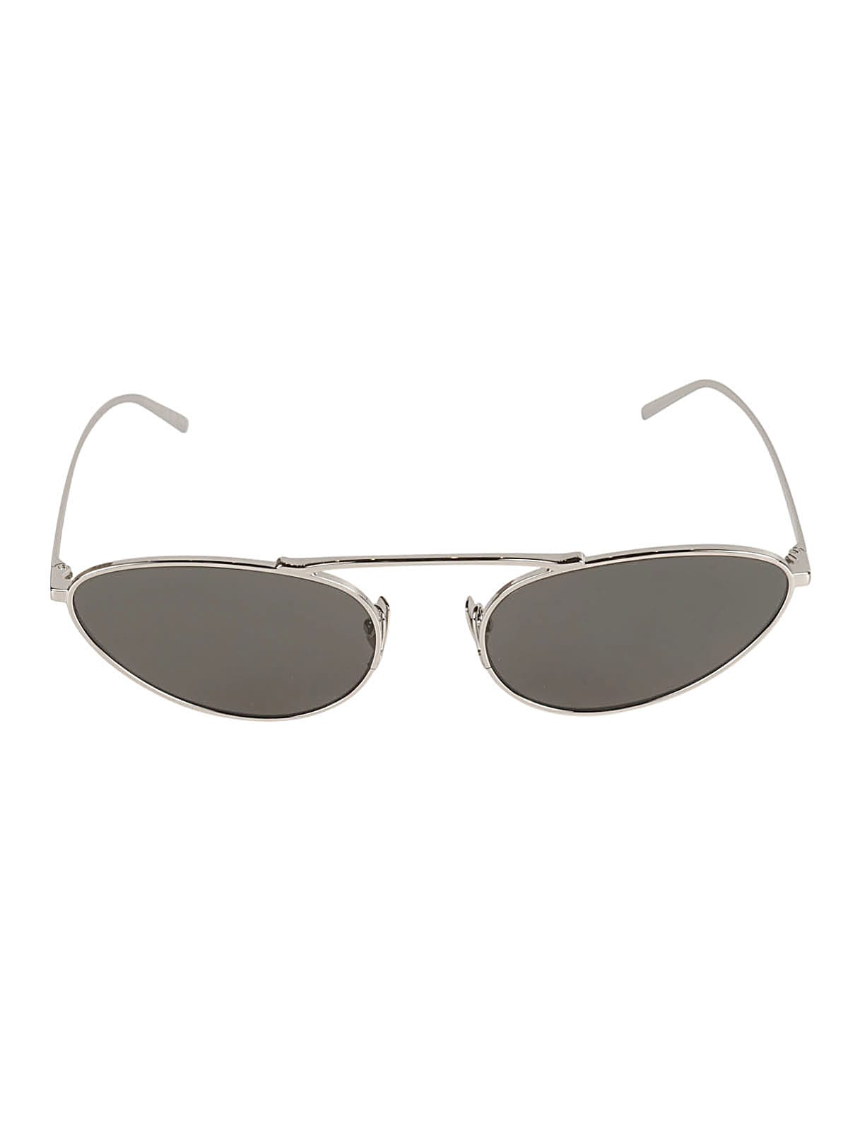 Shop Saint Laurent Oval Frame Sunglasses In Silver/grey