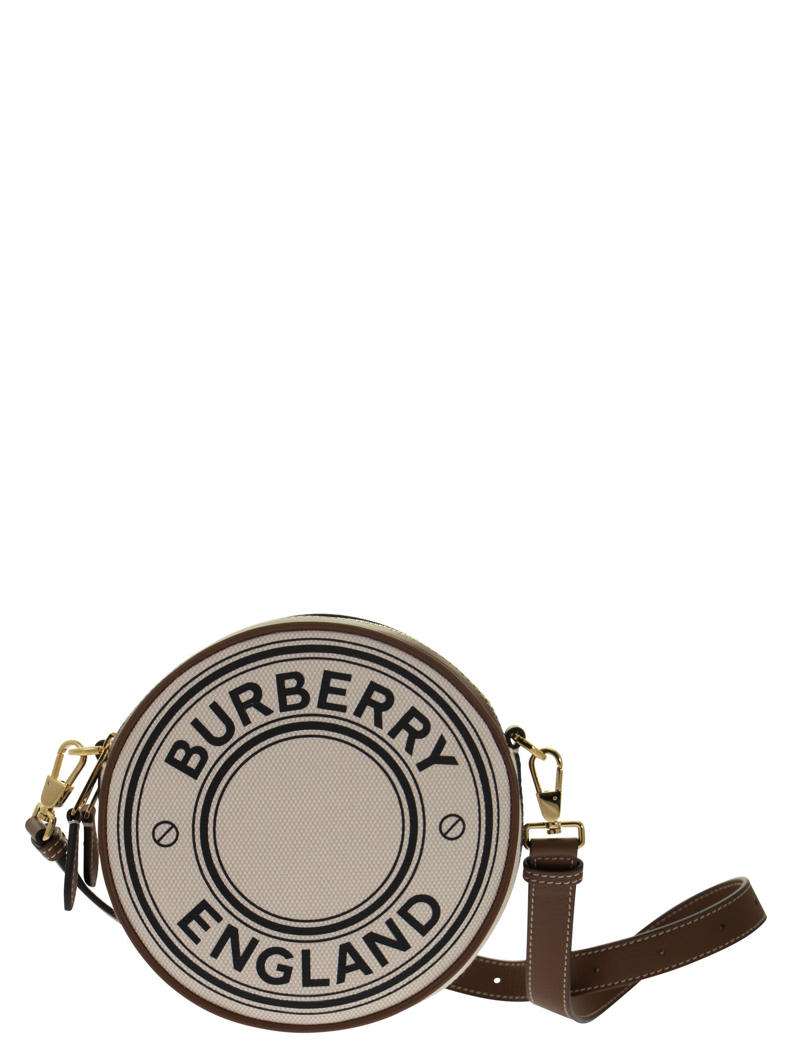 Burberry Louise Bag In Canvas And Leather With Graphics And Logo