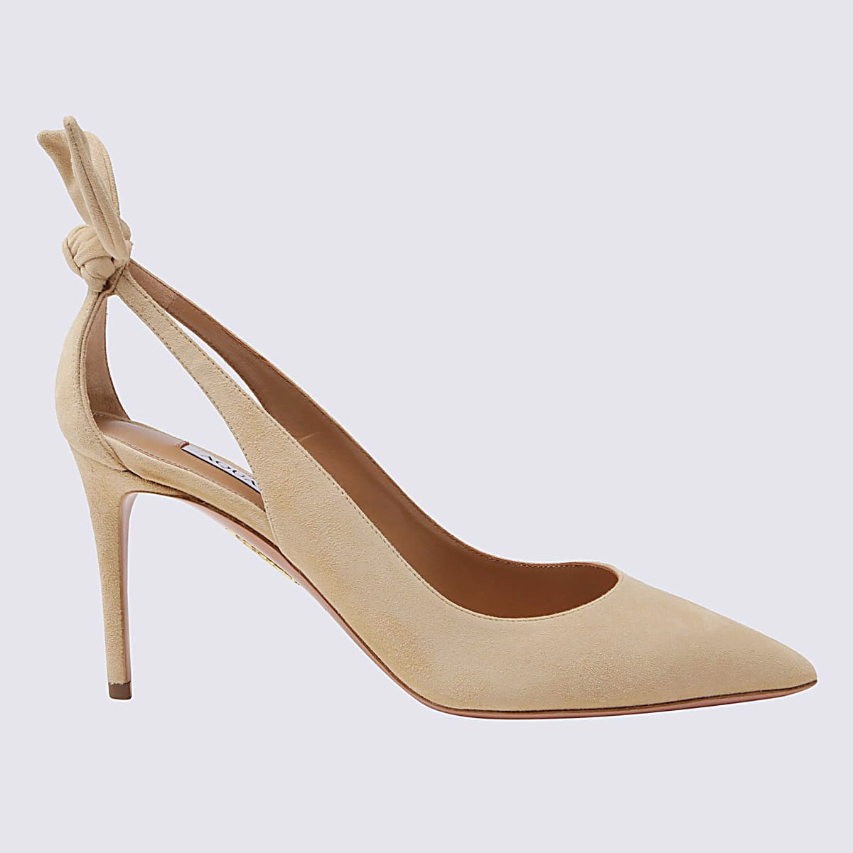 Nude Leather Bow Tie Pumps